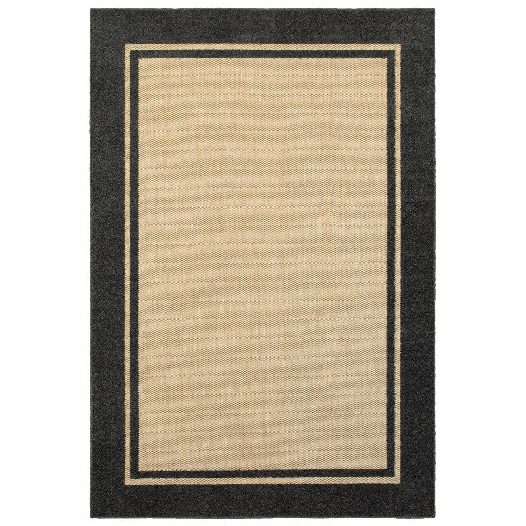 2' x 3' Beige and Black Stain Resistant Indoor Outdoor Area Rug