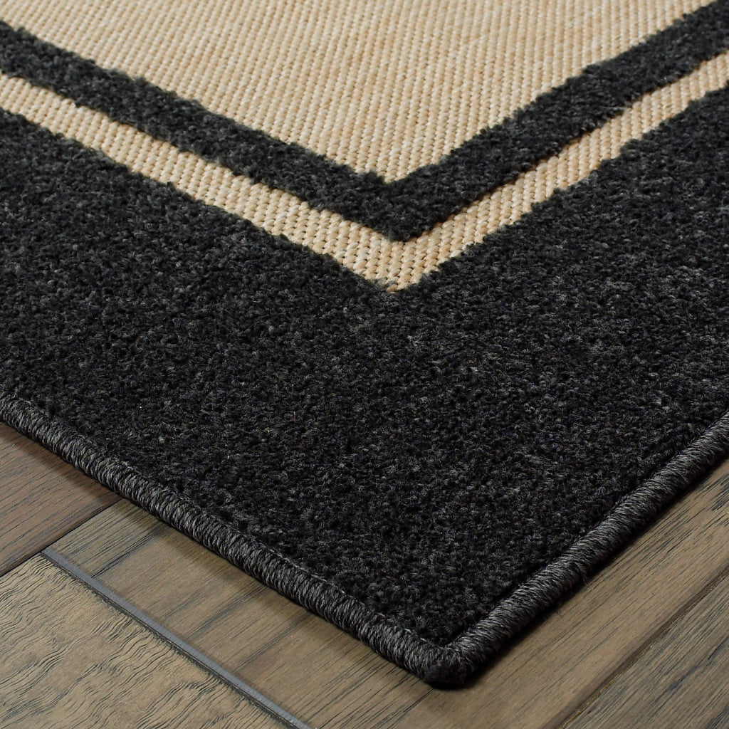 2' x 3' Beige and Black Stain Resistant Indoor Outdoor Area Rug