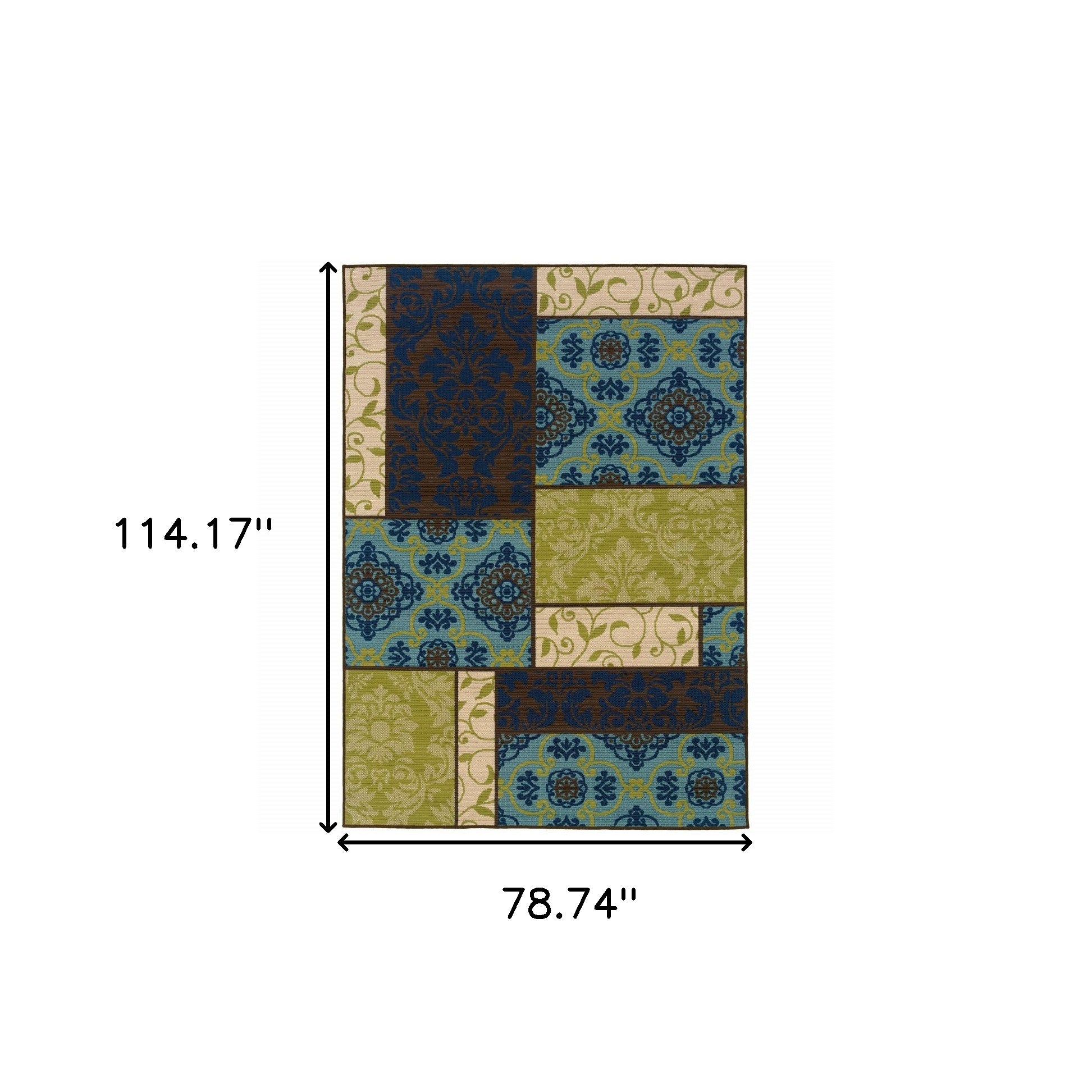 7' x 10' Brown Geometric Stain Resistant Indoor Outdoor Area Rug