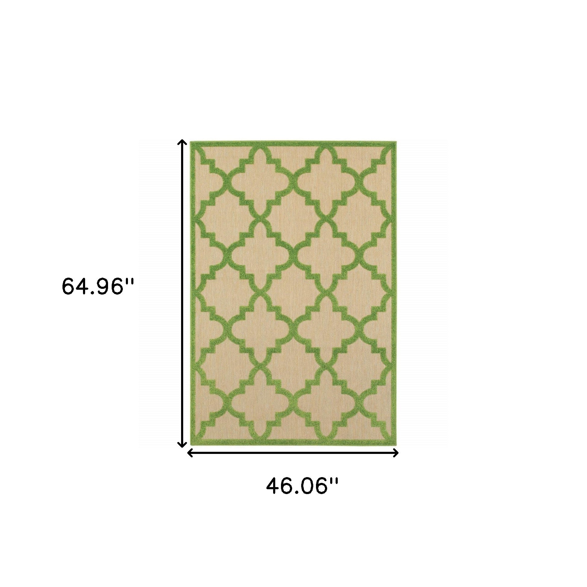 4' x 5' Green Geometric Stain Resistant Indoor Outdoor Area Rug