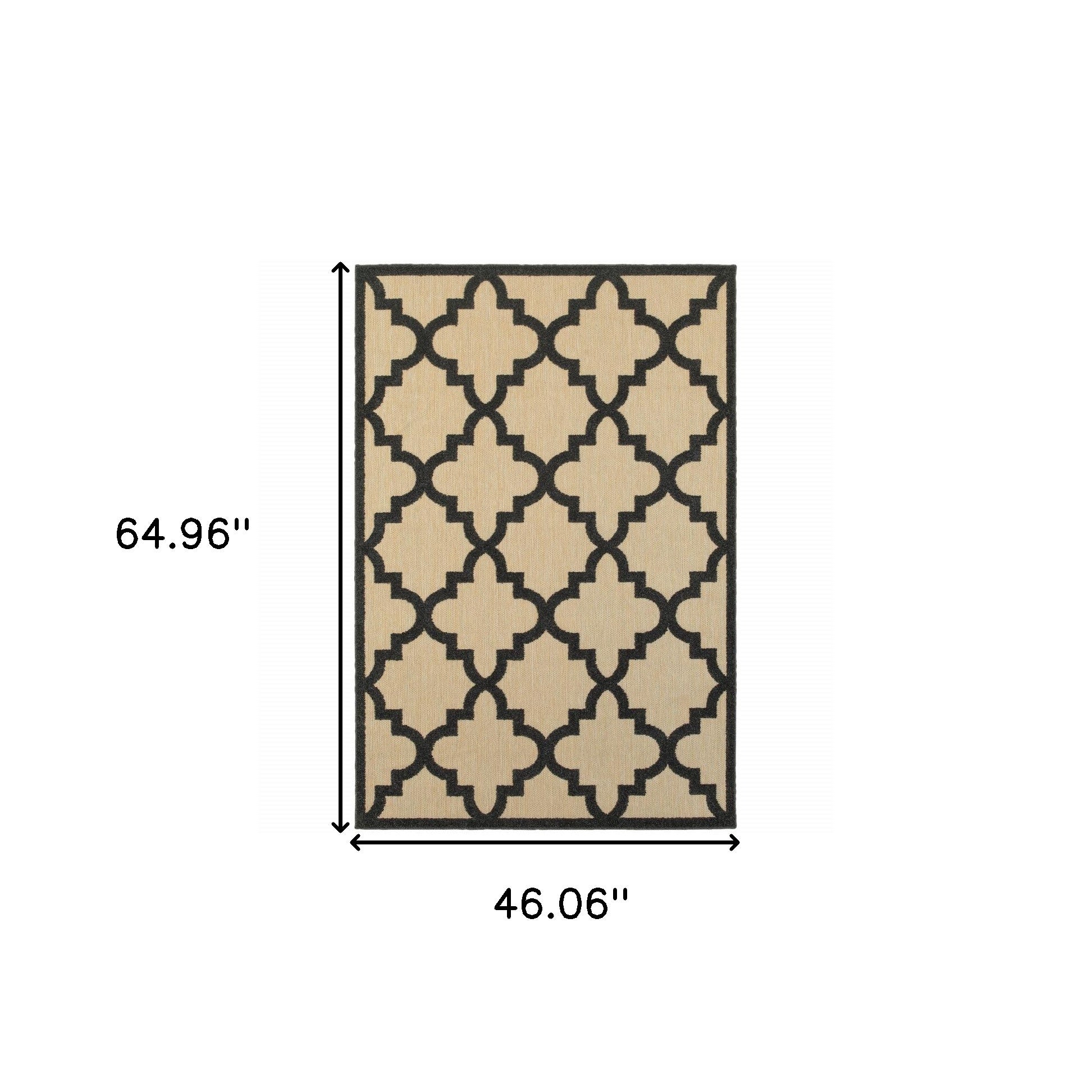 4' x 5' Beige and Black Geometric Stain Resistant Indoor Outdoor Area Rug