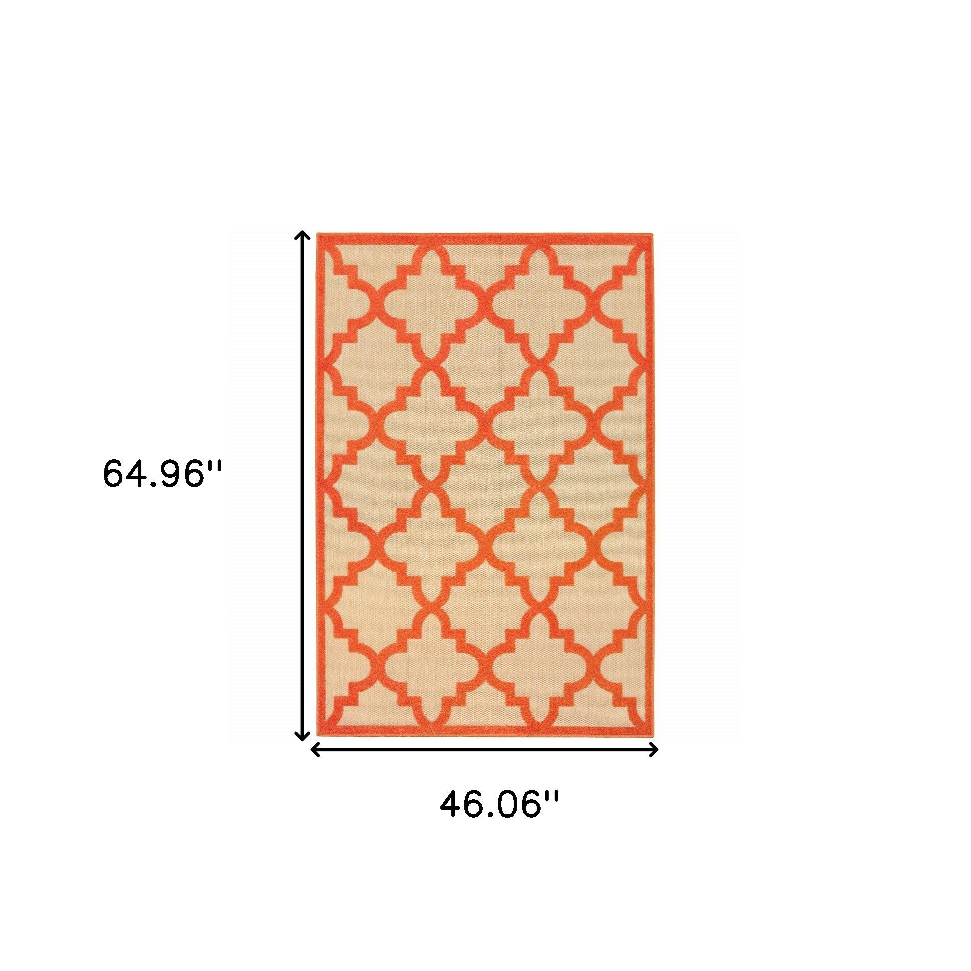 4' x 5' Orange Geometric Stain Resistant Indoor Outdoor Area Rug