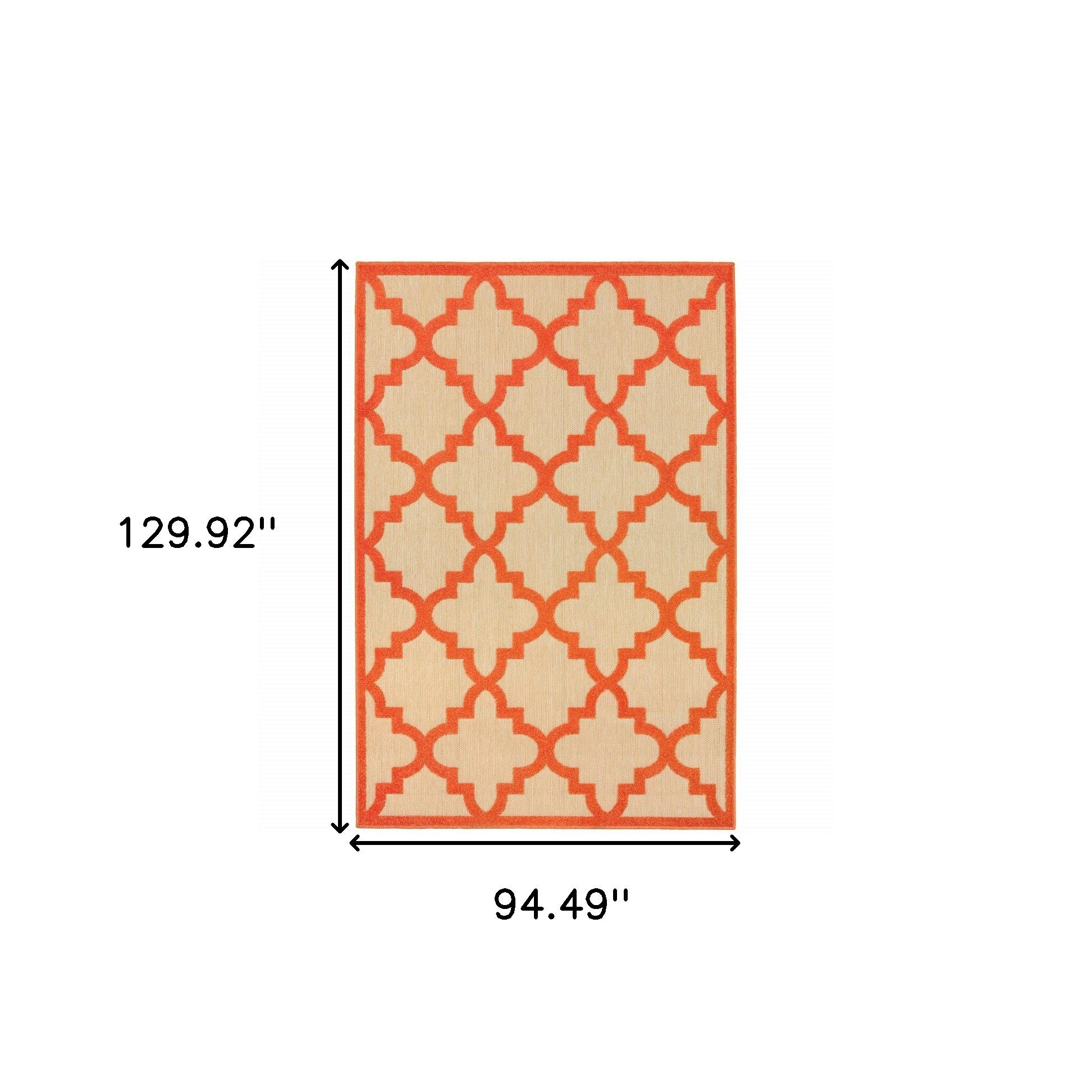 8' x 11' Orange Geometric Stain Resistant Indoor Outdoor Area Rug