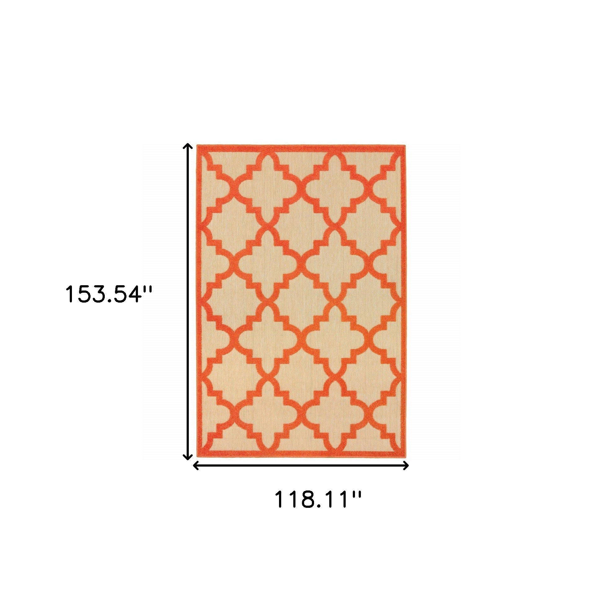 10' x 13' Orange Geometric Stain Resistant Indoor Outdoor Area Rug