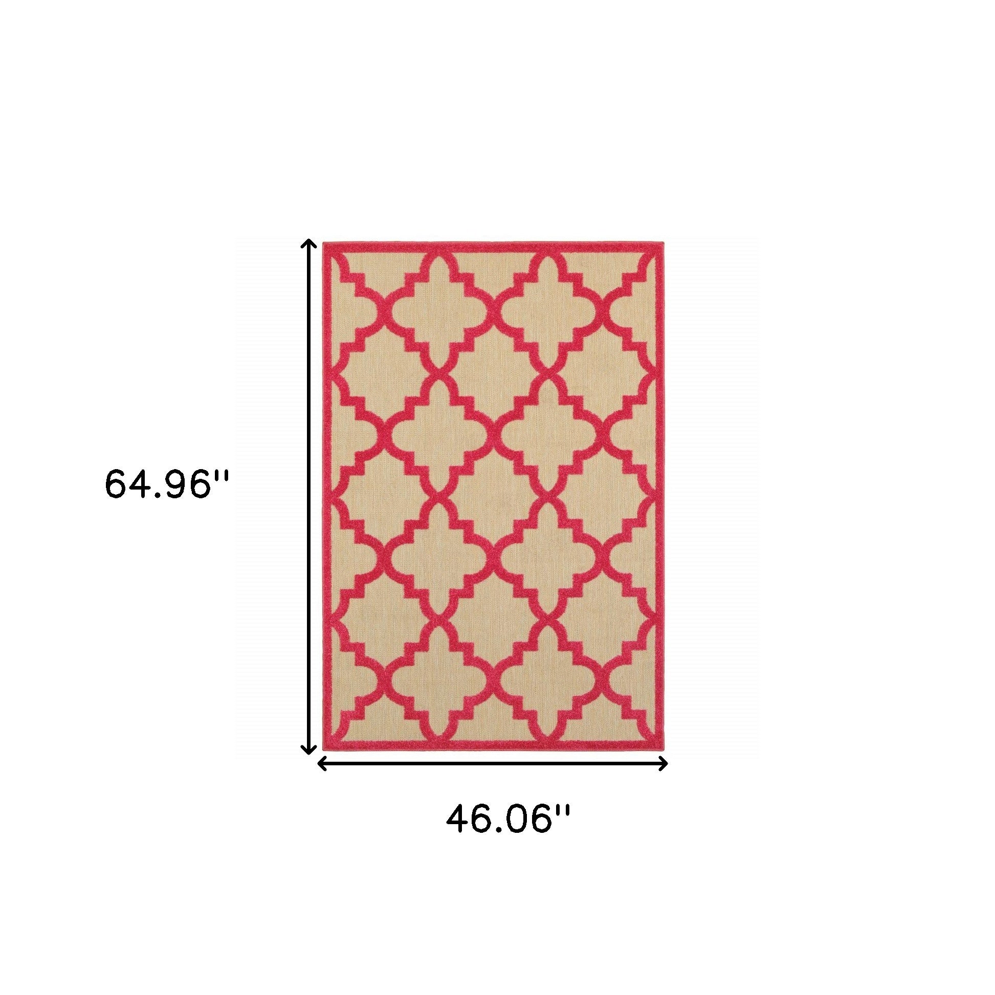 4' x 5' Red Geometric Stain Resistant Indoor Outdoor Area Rug