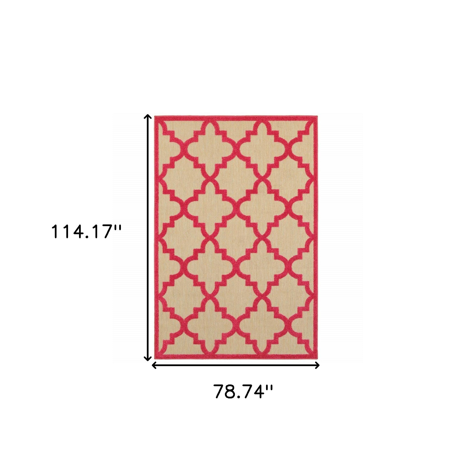 7' x 10' Red Geometric Stain Resistant Indoor Outdoor Area Rug