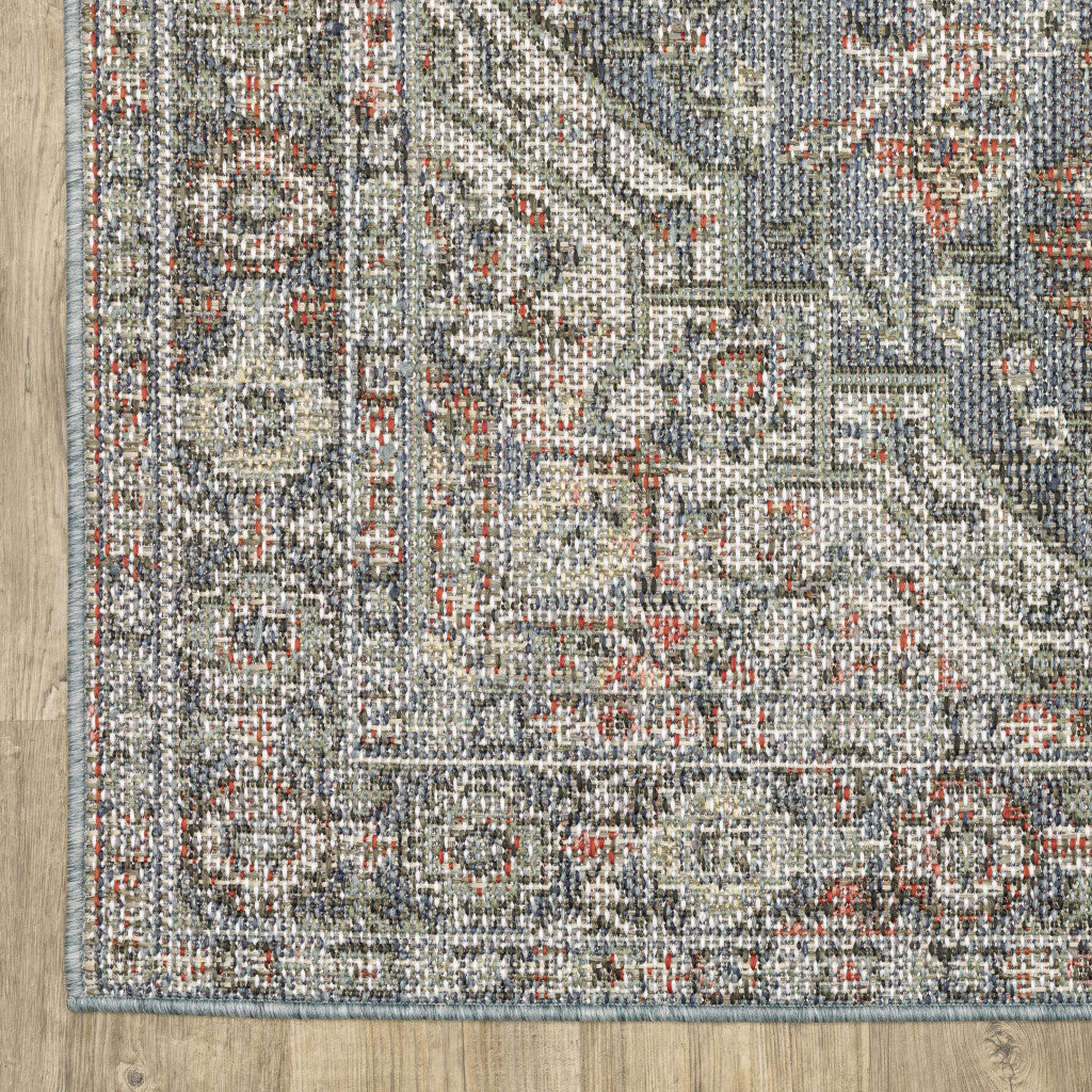 2' X 8' Gray Oriental Stain Resistant Indoor Outdoor Area Rug