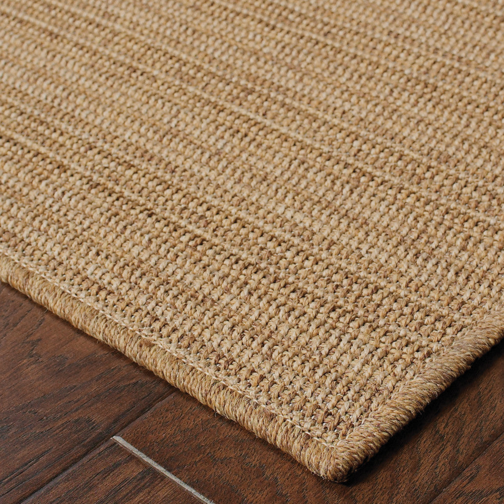 2' X 4' Tan Striped Stain Resistant Indoor Outdoor Area Rug