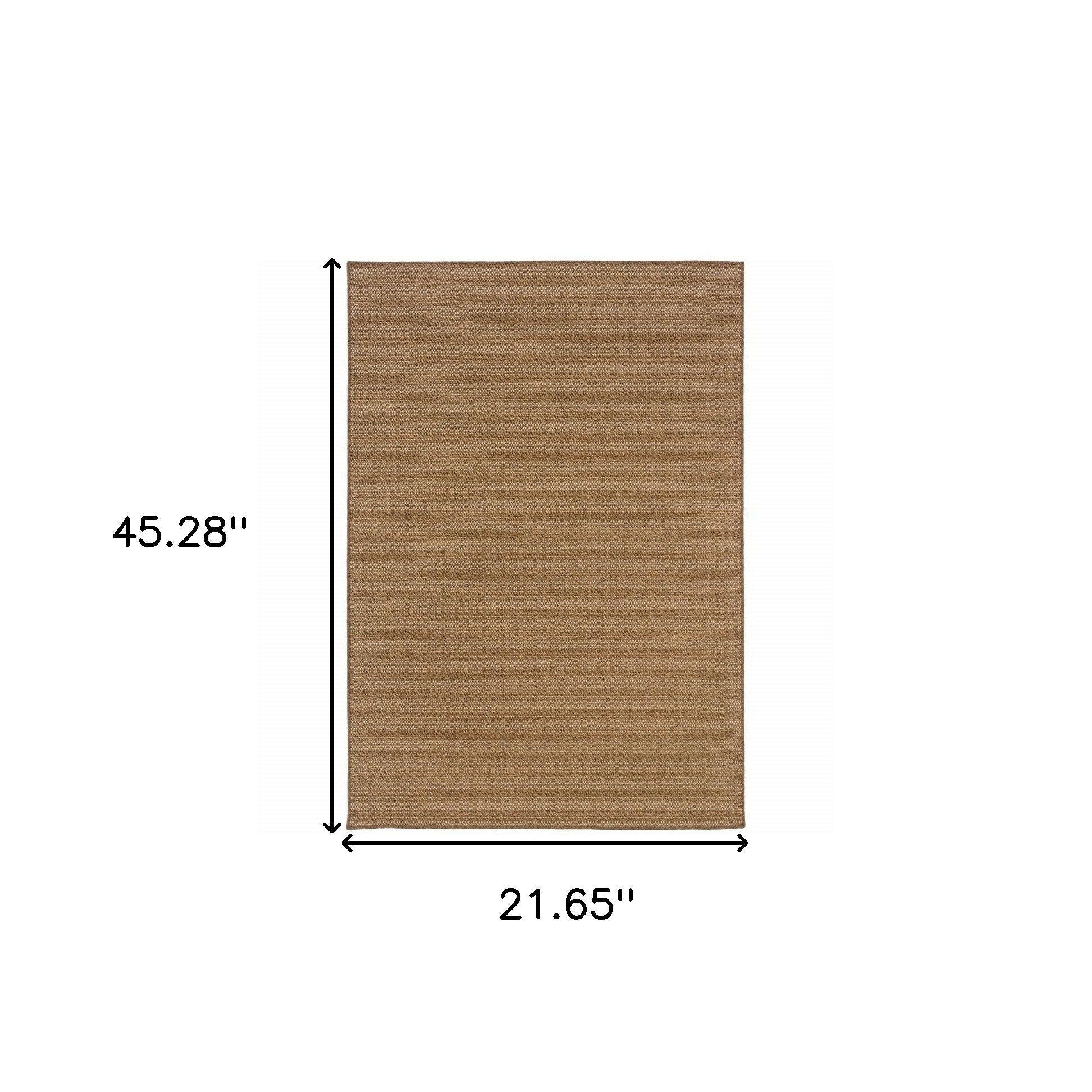 2' X 4' Tan Striped Stain Resistant Indoor Outdoor Area Rug