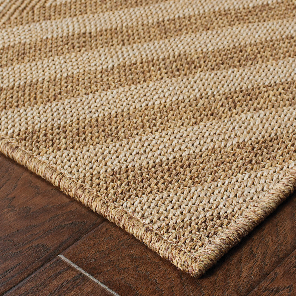 7' x 10' Tan Geometric Stain Resistant Indoor Outdoor Area Rug