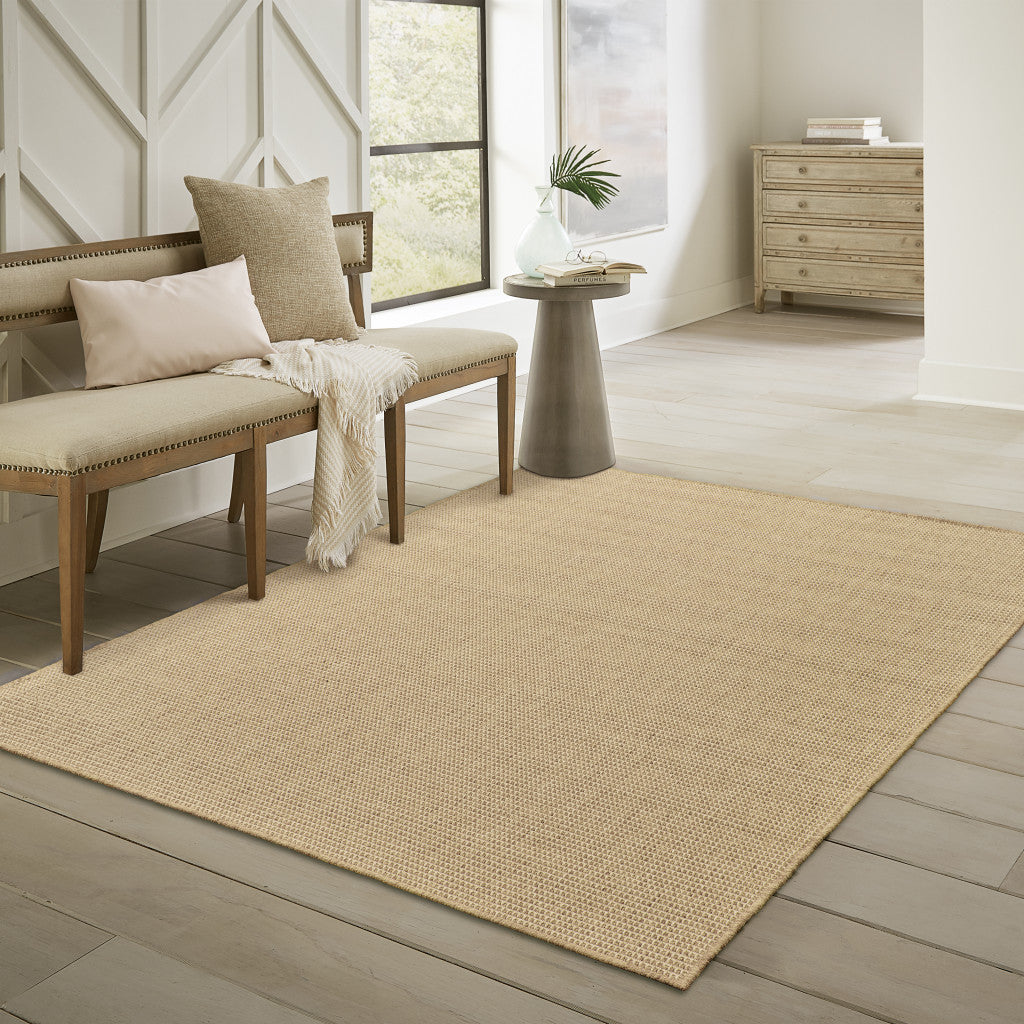 7' x 10' Beige Stain Resistant Indoor Outdoor Area Rug