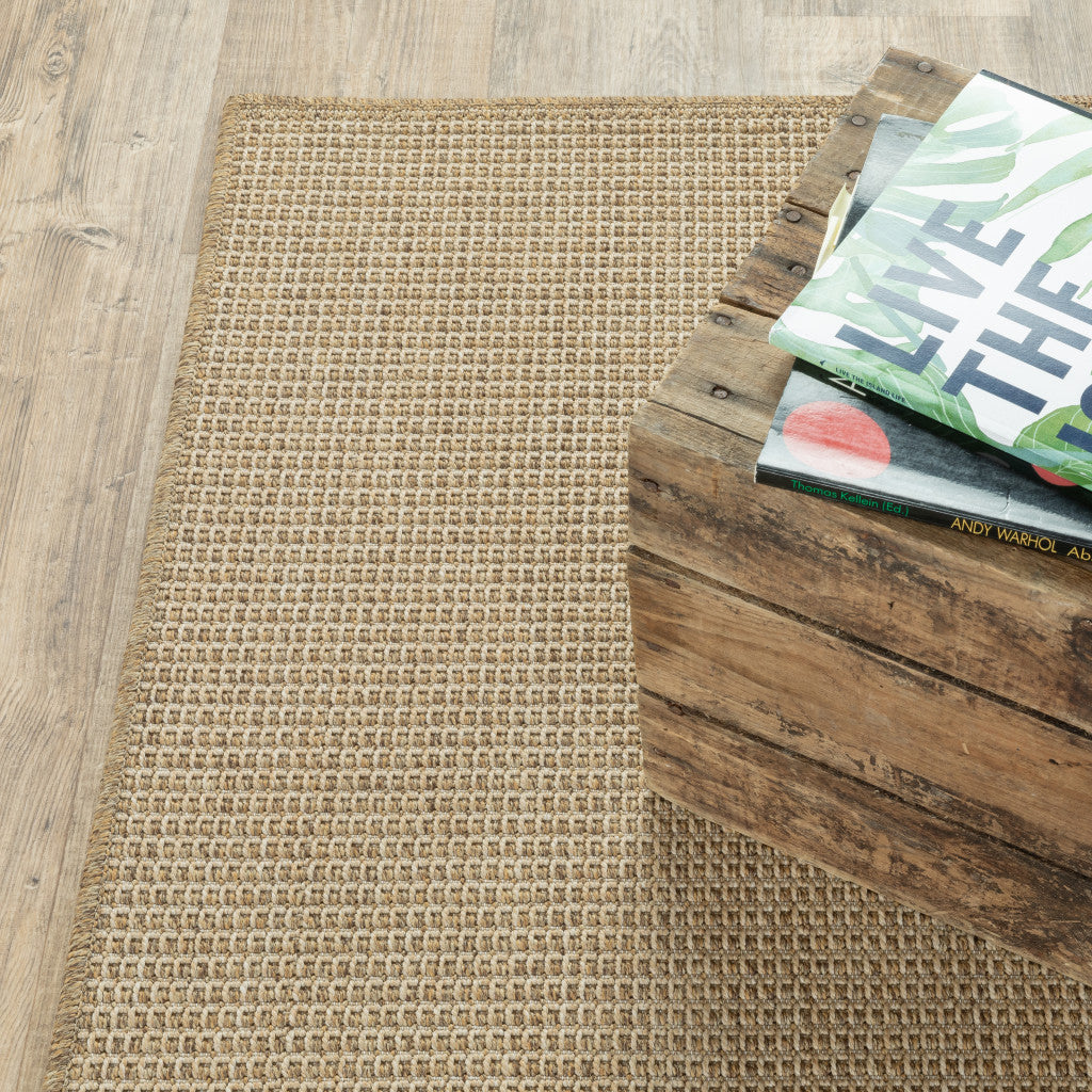 7' x 10' Beige Stain Resistant Indoor Outdoor Area Rug