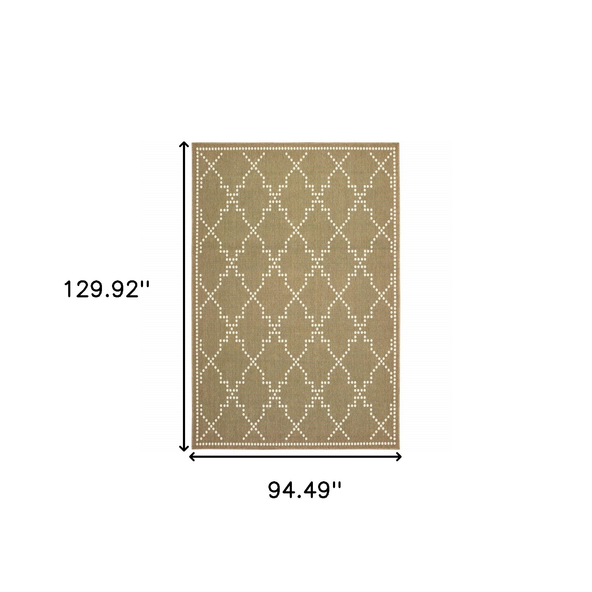 8' x 11' Tan Geometric Stain Resistant Indoor Outdoor Area Rug