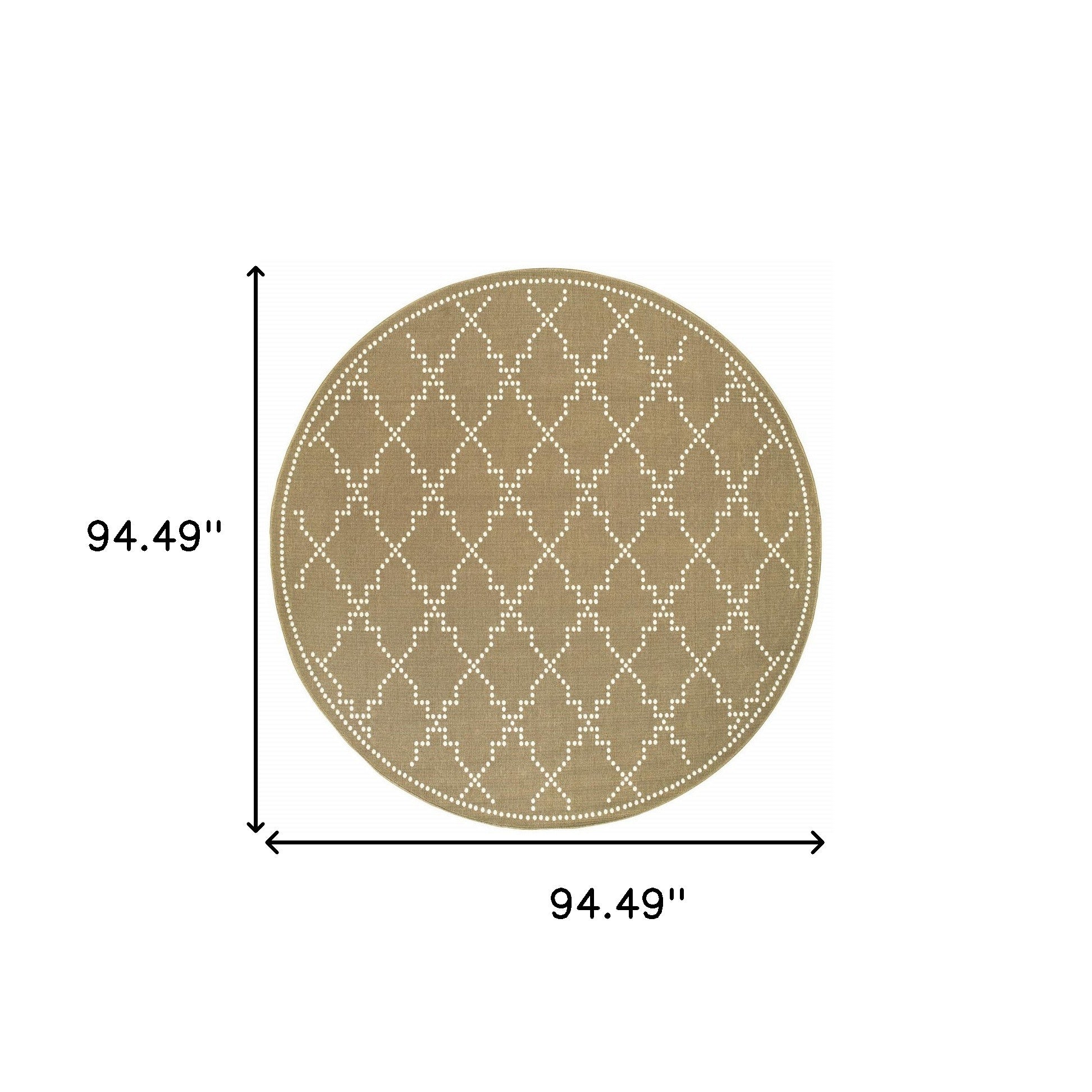 8' x 8' Tan Round Geometric Stain Resistant Indoor Outdoor Area Rug