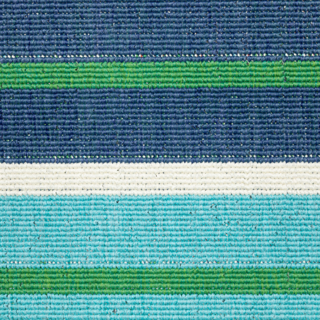 2' x 3' Blue and Green Geometric Stain Resistant Indoor Outdoor Area Rug