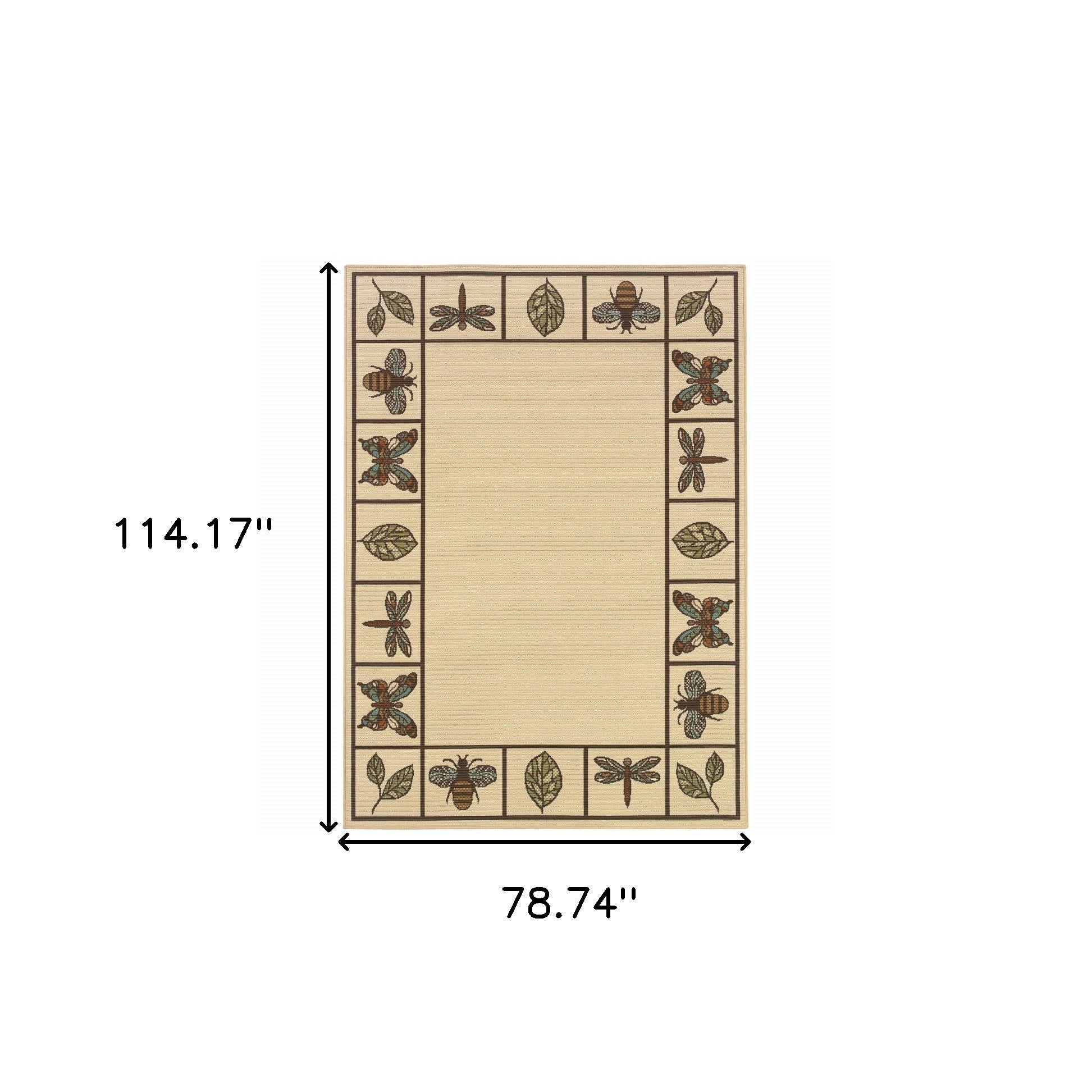 7' x 10' Brown and Ivory Abstract Stain Resistant Indoor Outdoor Area Rug