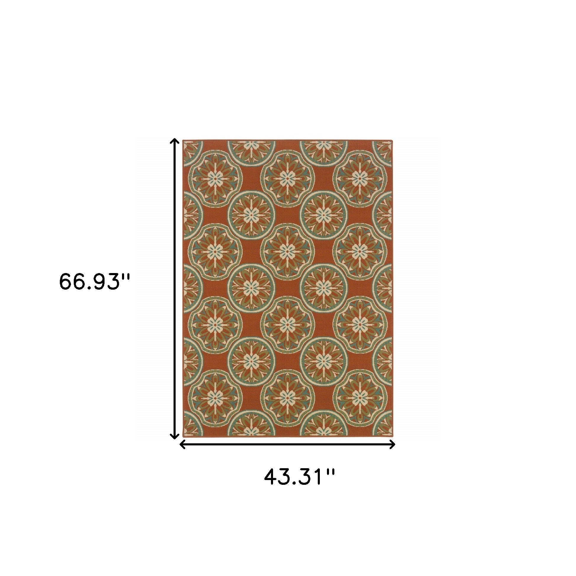 4' x 6' Brown and Ivory Floral Stain Resistant Indoor Outdoor Area Rug