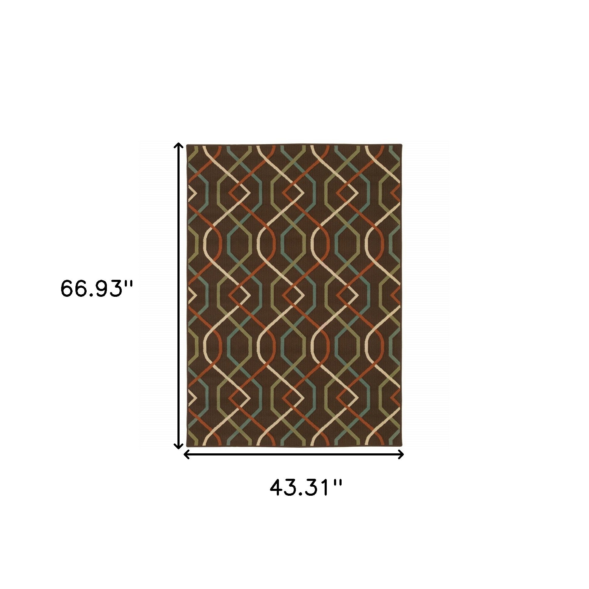 4' x 6' Brown and Ivory Geometric Stain Resistant Indoor Outdoor Area Rug