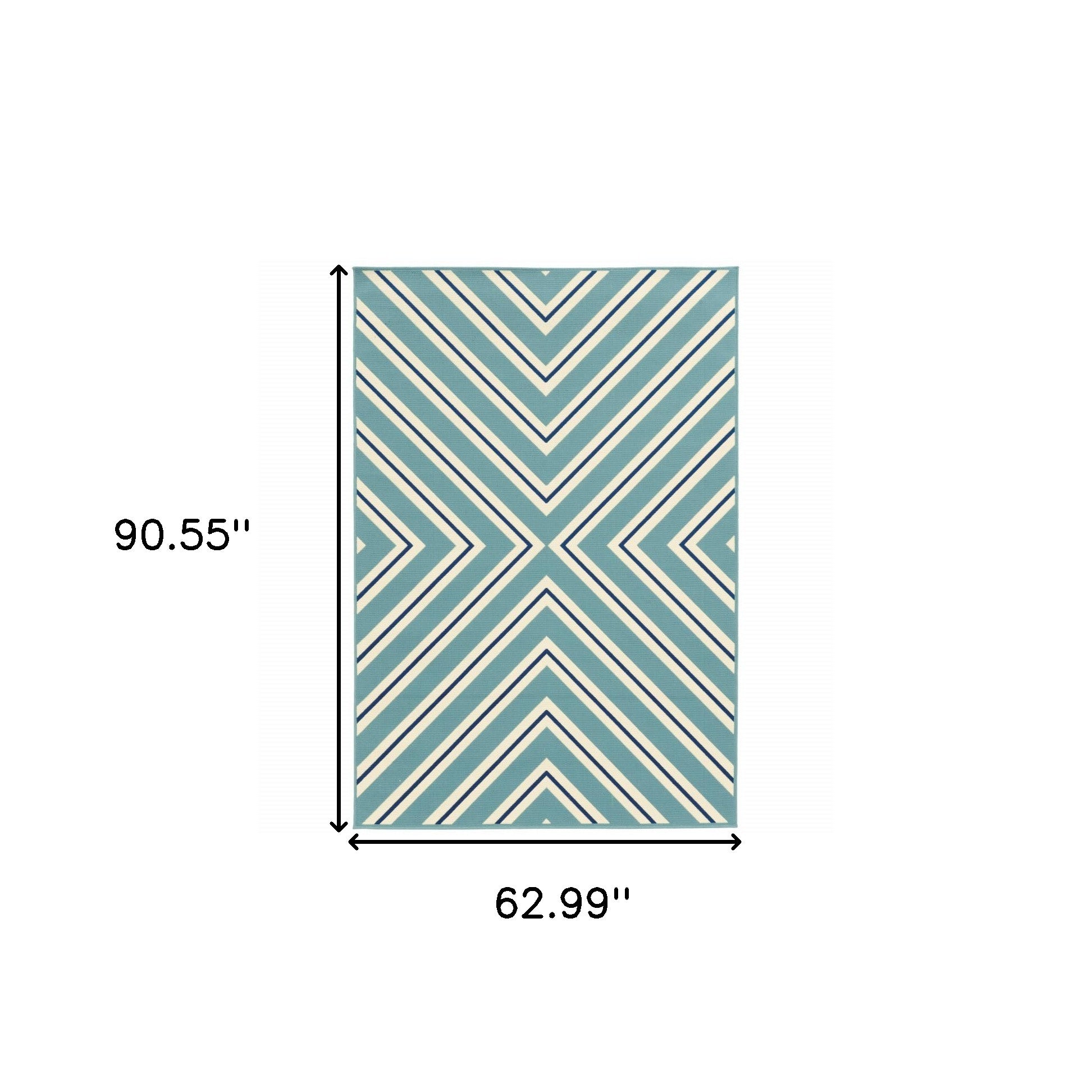 5' x 8' Blue Geometric Stain Resistant Indoor Outdoor Area Rug