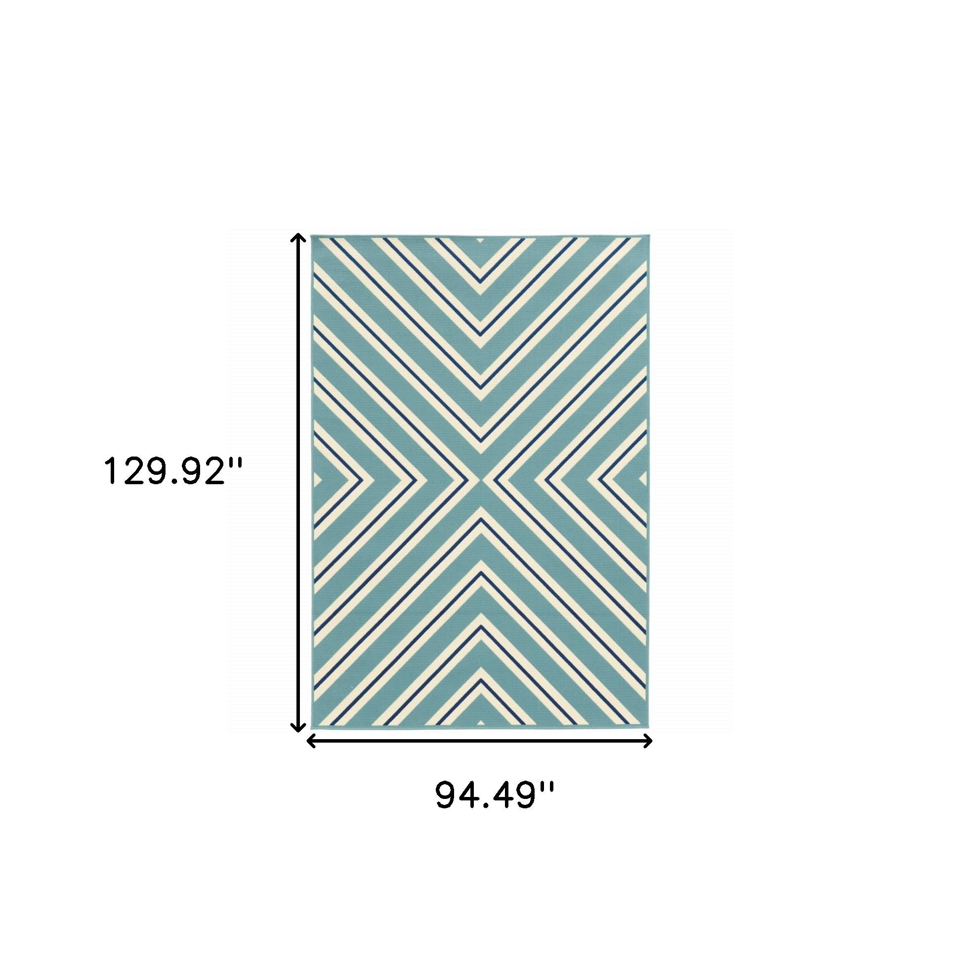 8' x 11' Blue Geometric Stain Resistant Indoor Outdoor Area Rug