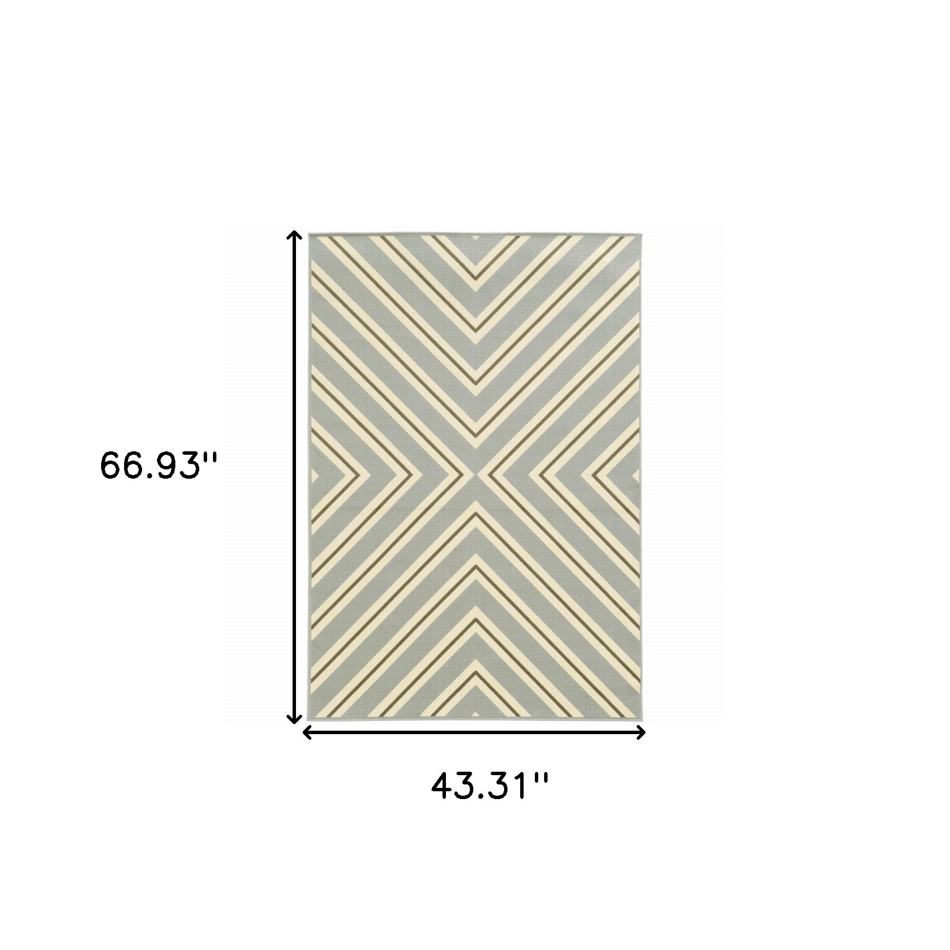 4' x 6' Gray and Ivory Geometric Stain Resistant Indoor Outdoor Area Rug