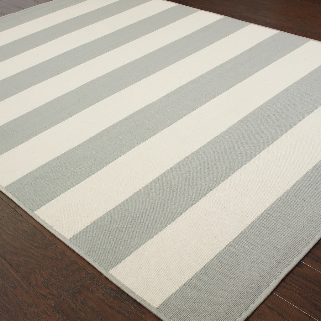 2' X 4' Gray and Ivory Geometric Stain Resistant Indoor Outdoor Area Rug