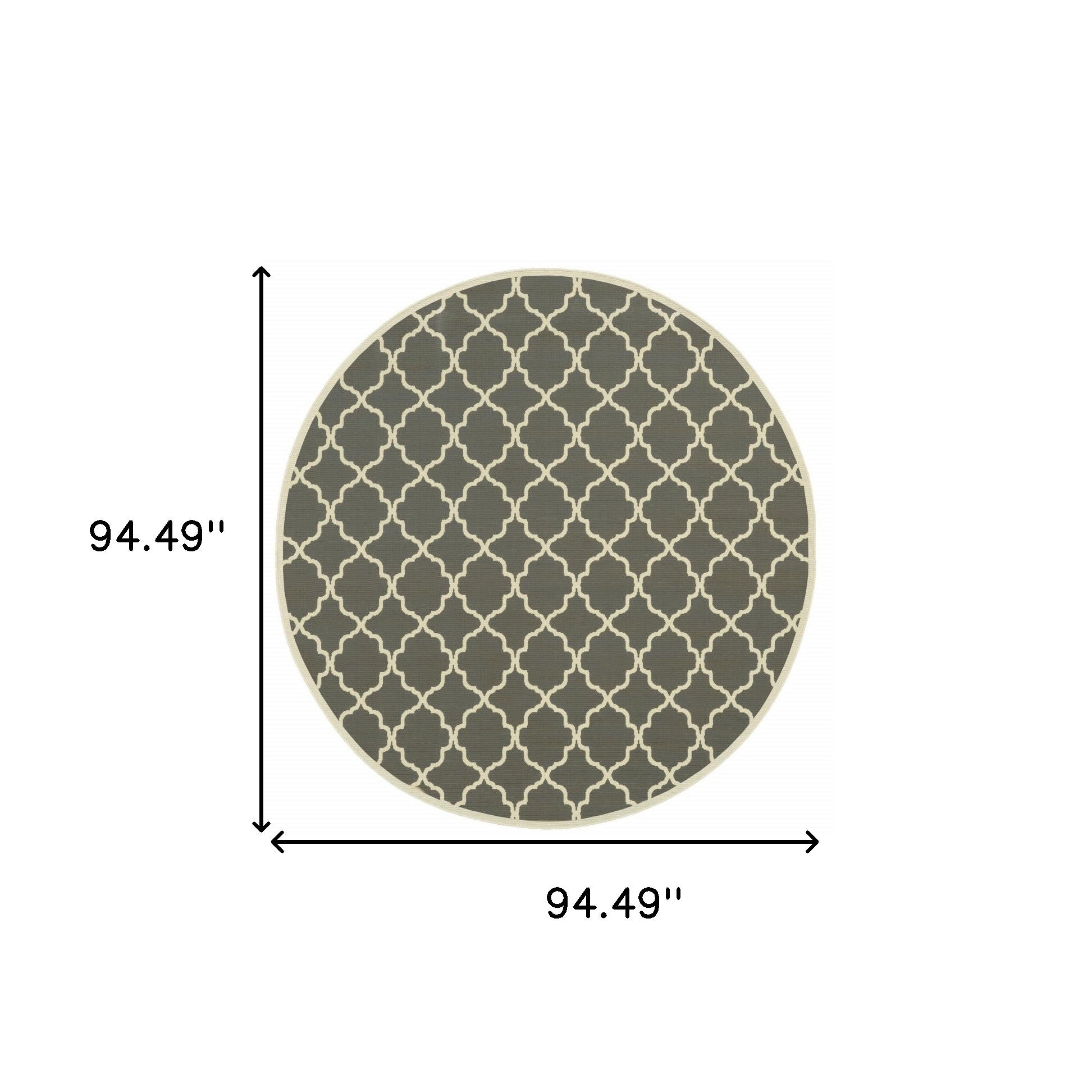 8' x 8' Charcoal Round Geometric Stain Resistant Indoor Outdoor Area Rug