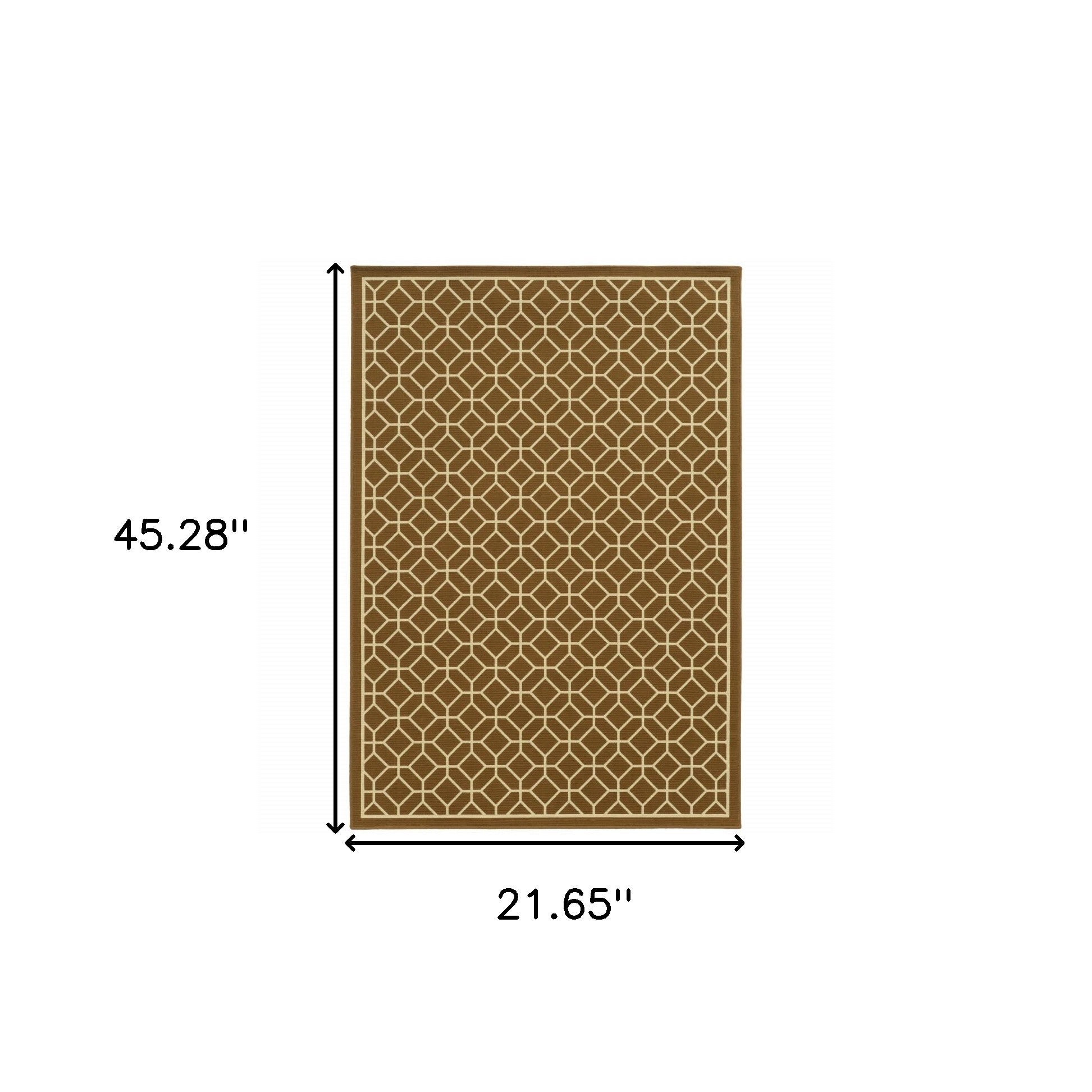 2' X 4' Brown and Ivory Geometric Stain Resistant Indoor Outdoor Area Rug