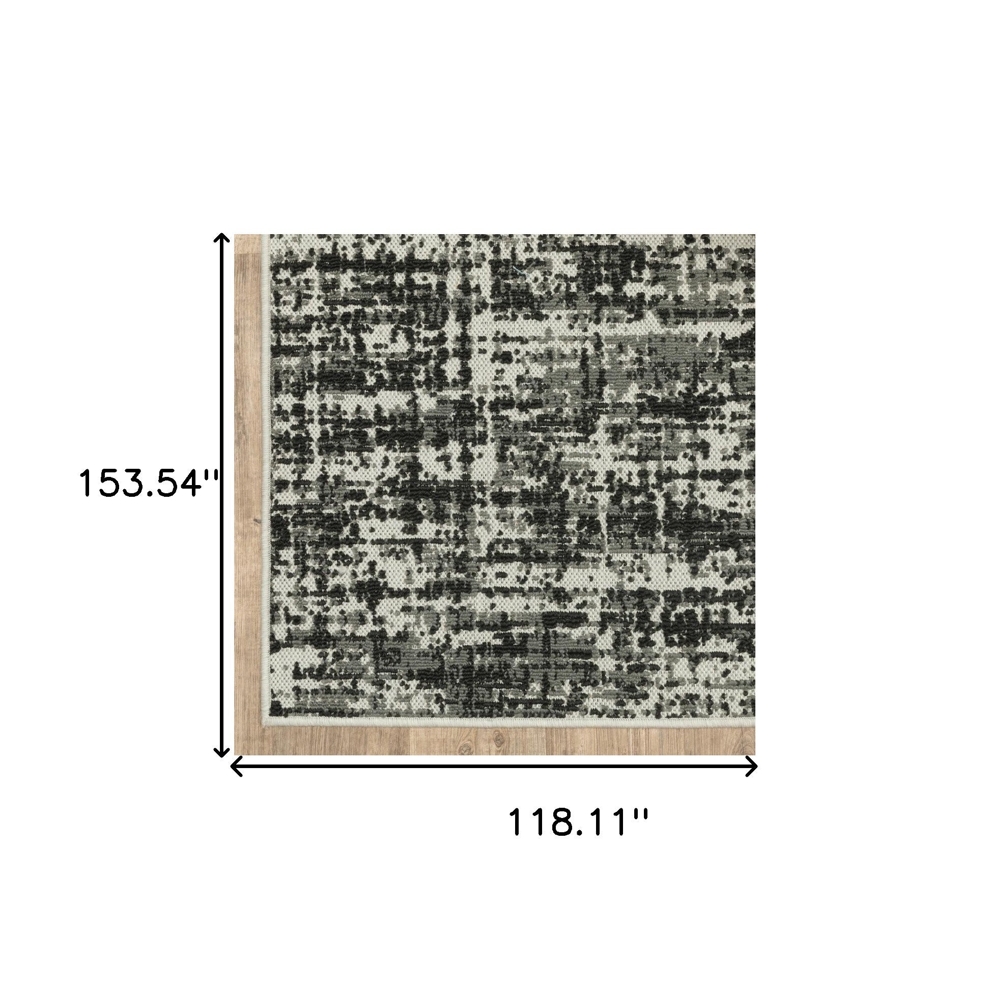 10' x 13' Beige and Black Abstract Stain Resistant Indoor Outdoor Area Rug