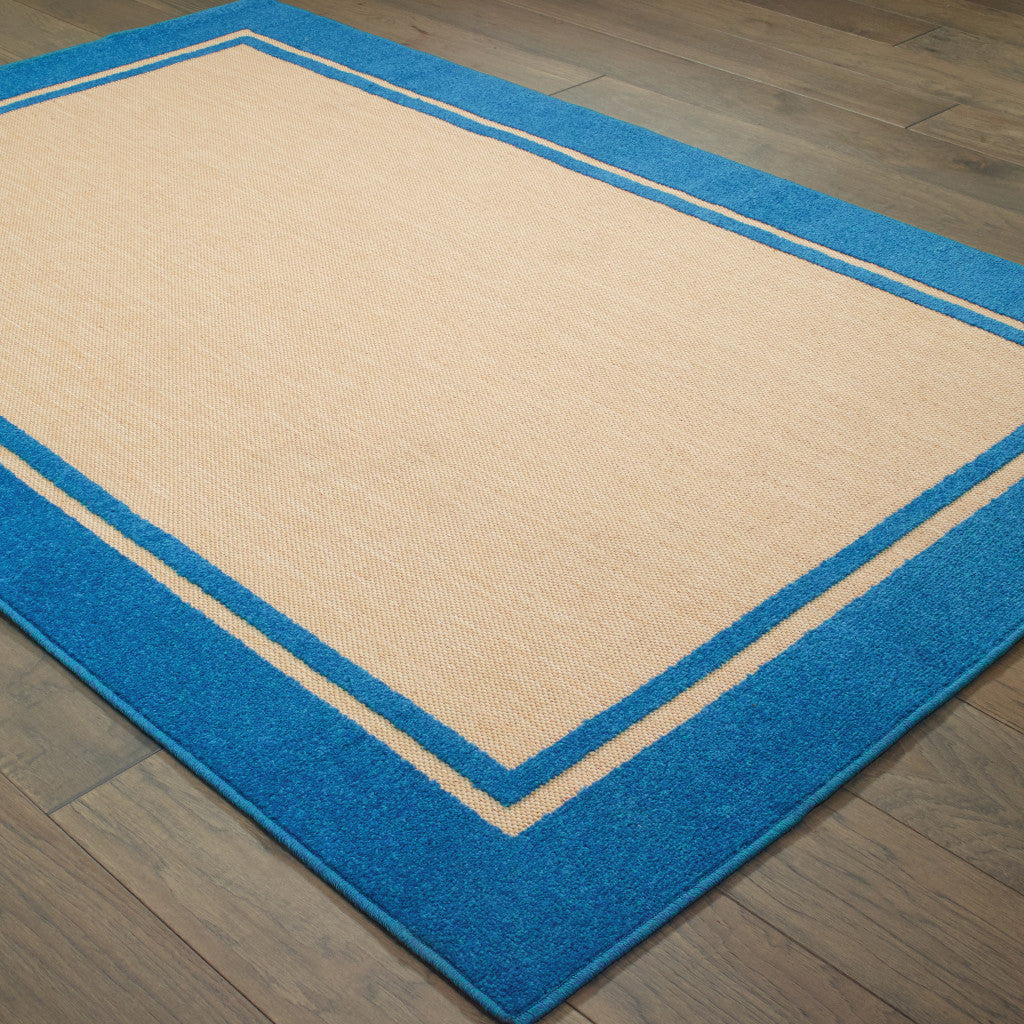 2' x 3' Blue and Beige Stain Resistant Indoor Outdoor Area Rug