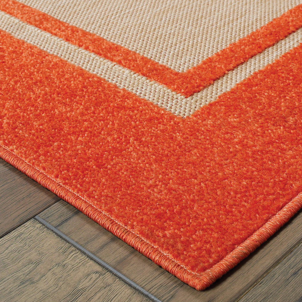 2' x 3' Orange Stain Resistant Indoor Outdoor Area Rug