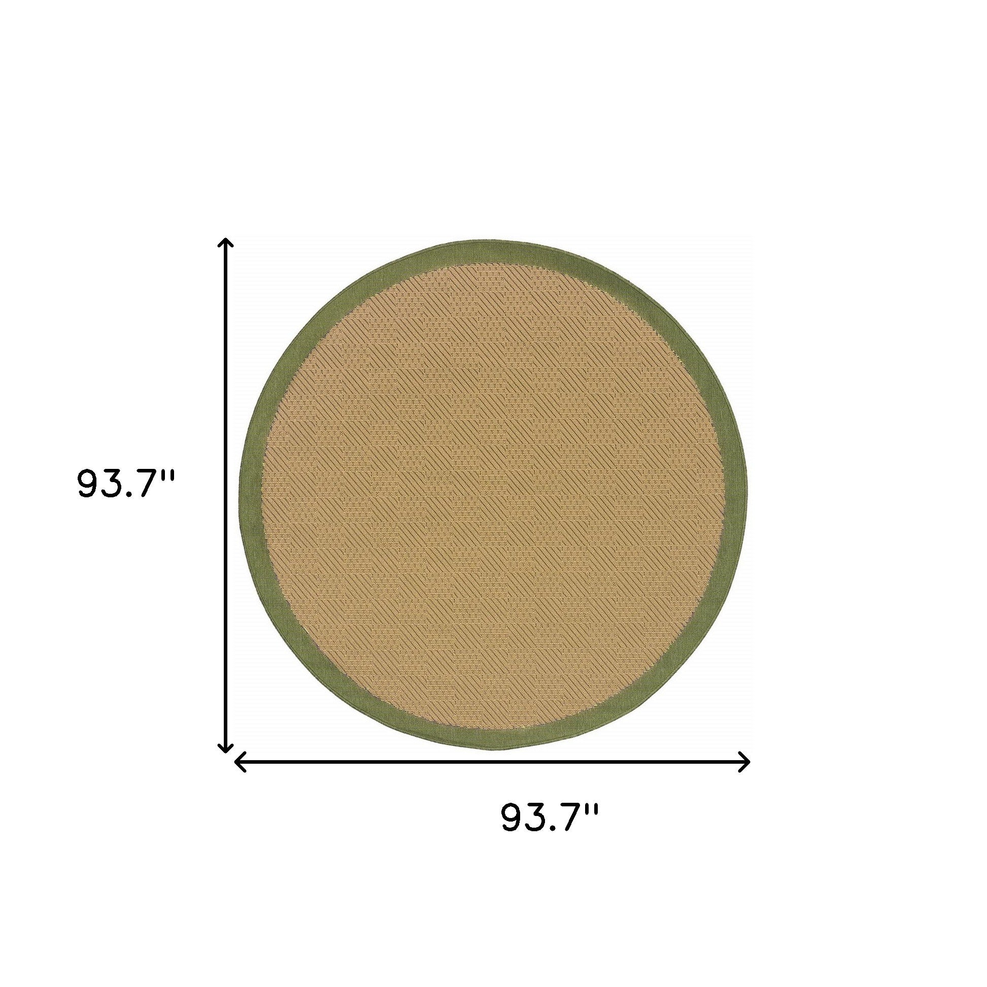 8' x 8' Beige Round Stain Resistant Indoor Outdoor Area Rug