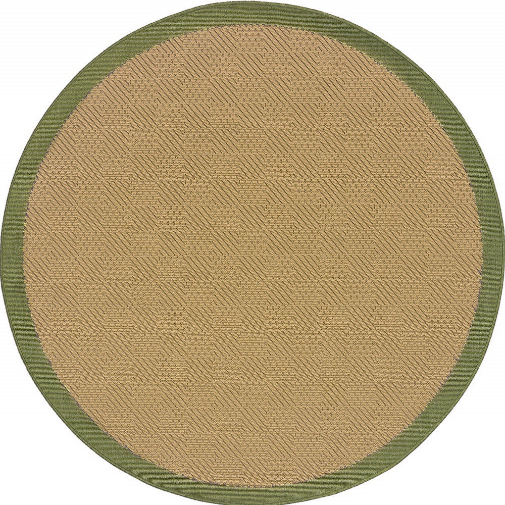 8' x 8' Beige Round Stain Resistant Indoor Outdoor Area Rug