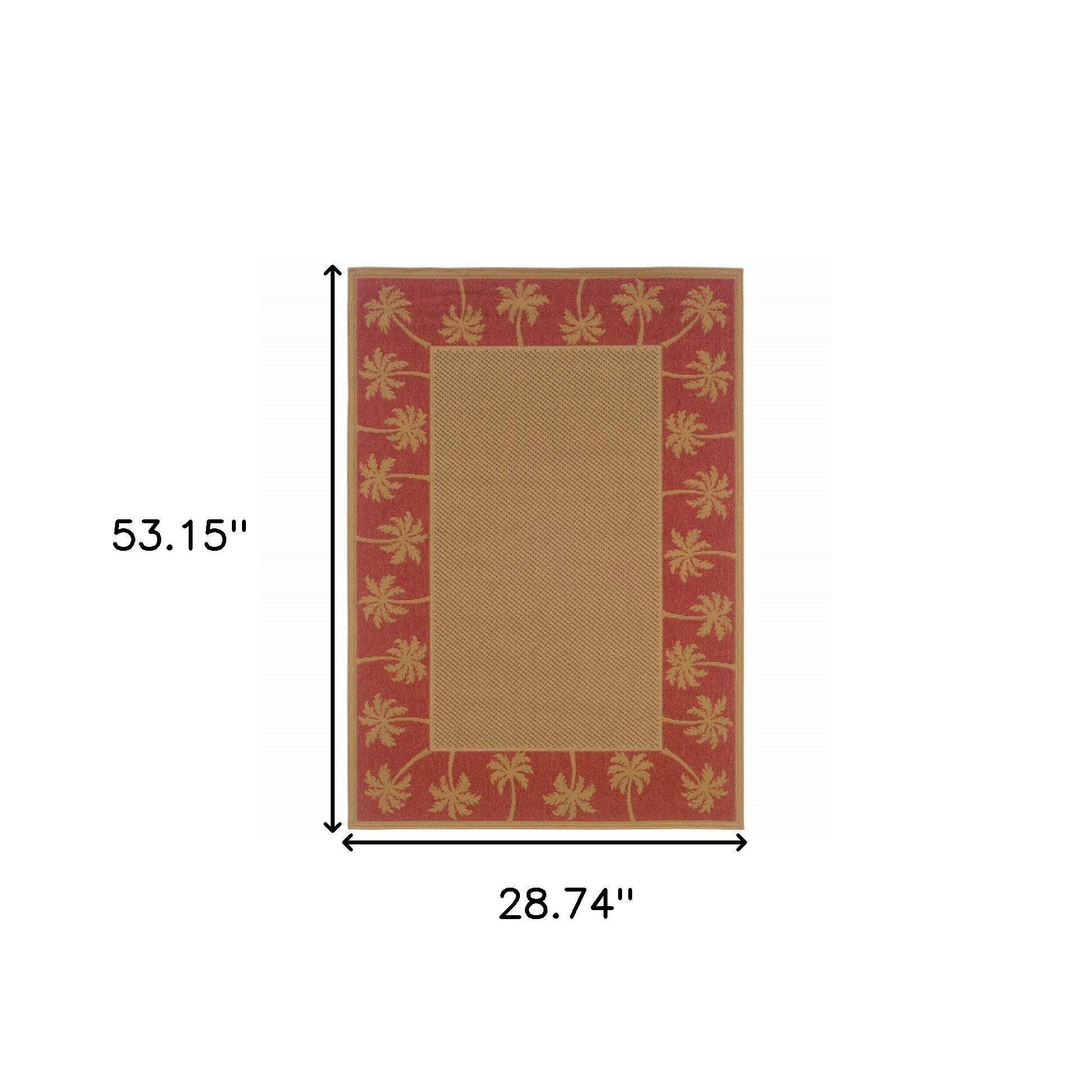 2' X 4' Beige Stain Resistant Indoor Outdoor Area Rug