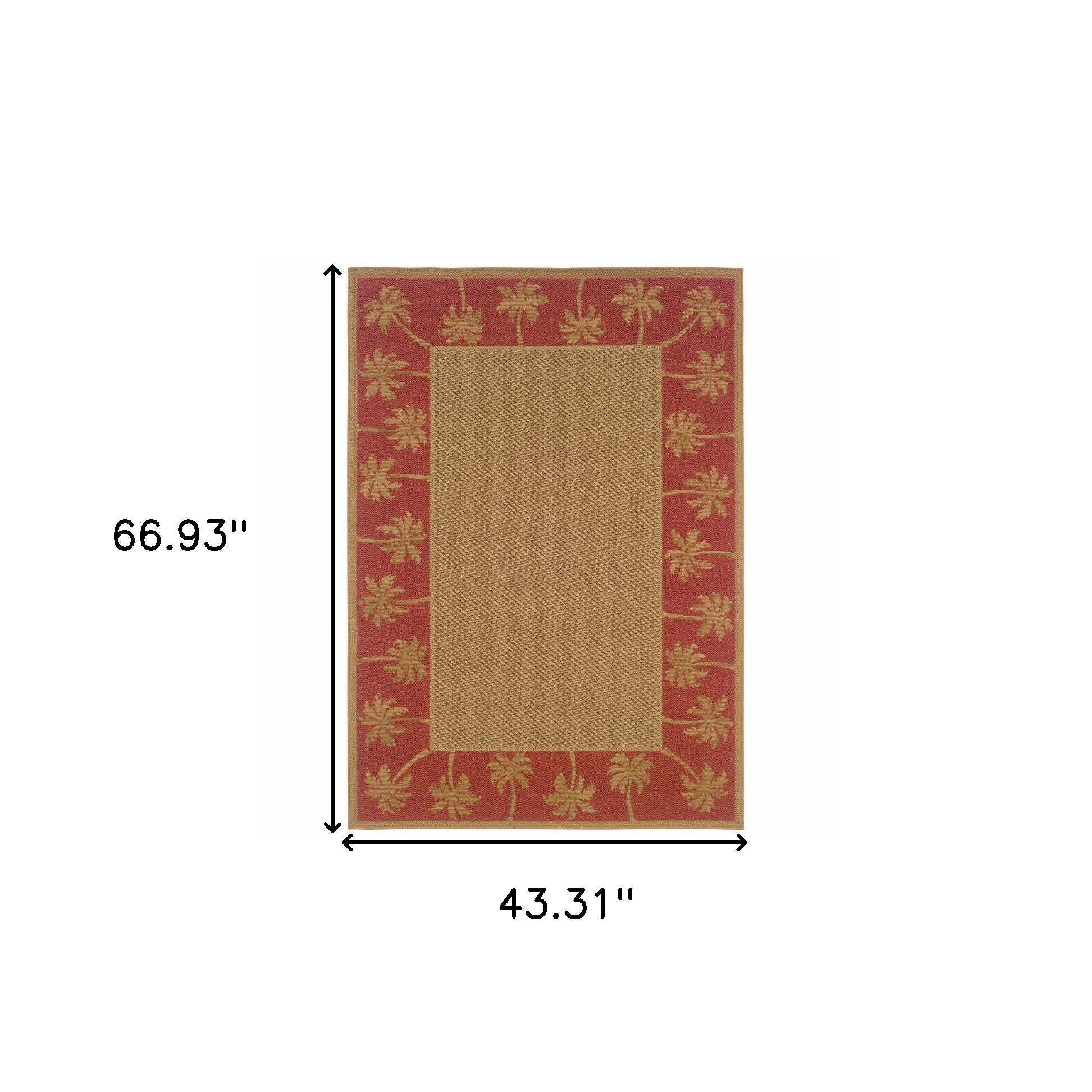 4' x 6' Beige Stain Resistant Indoor Outdoor Area Rug