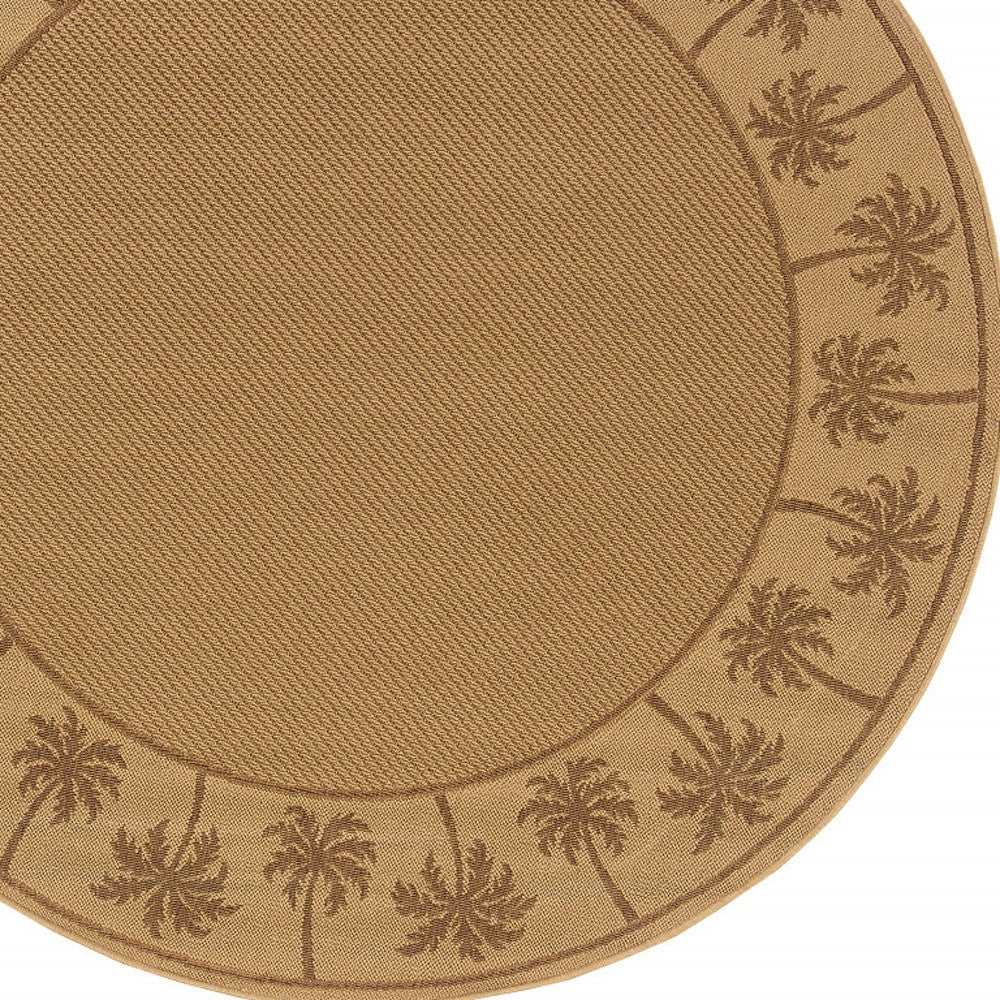 8' x 8' Beige Round Stain Resistant Indoor Outdoor Area Rug