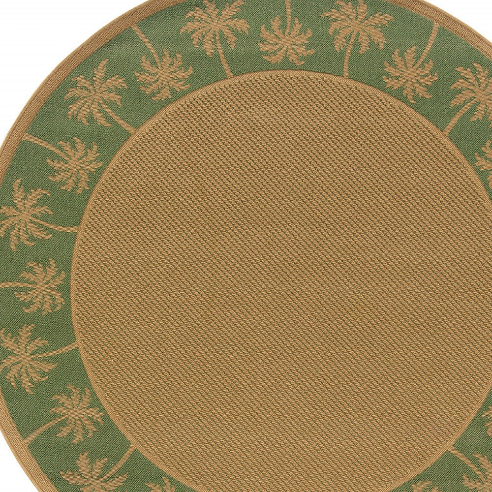 8' x 8' Beige Round Stain Resistant Indoor Outdoor Area Rug