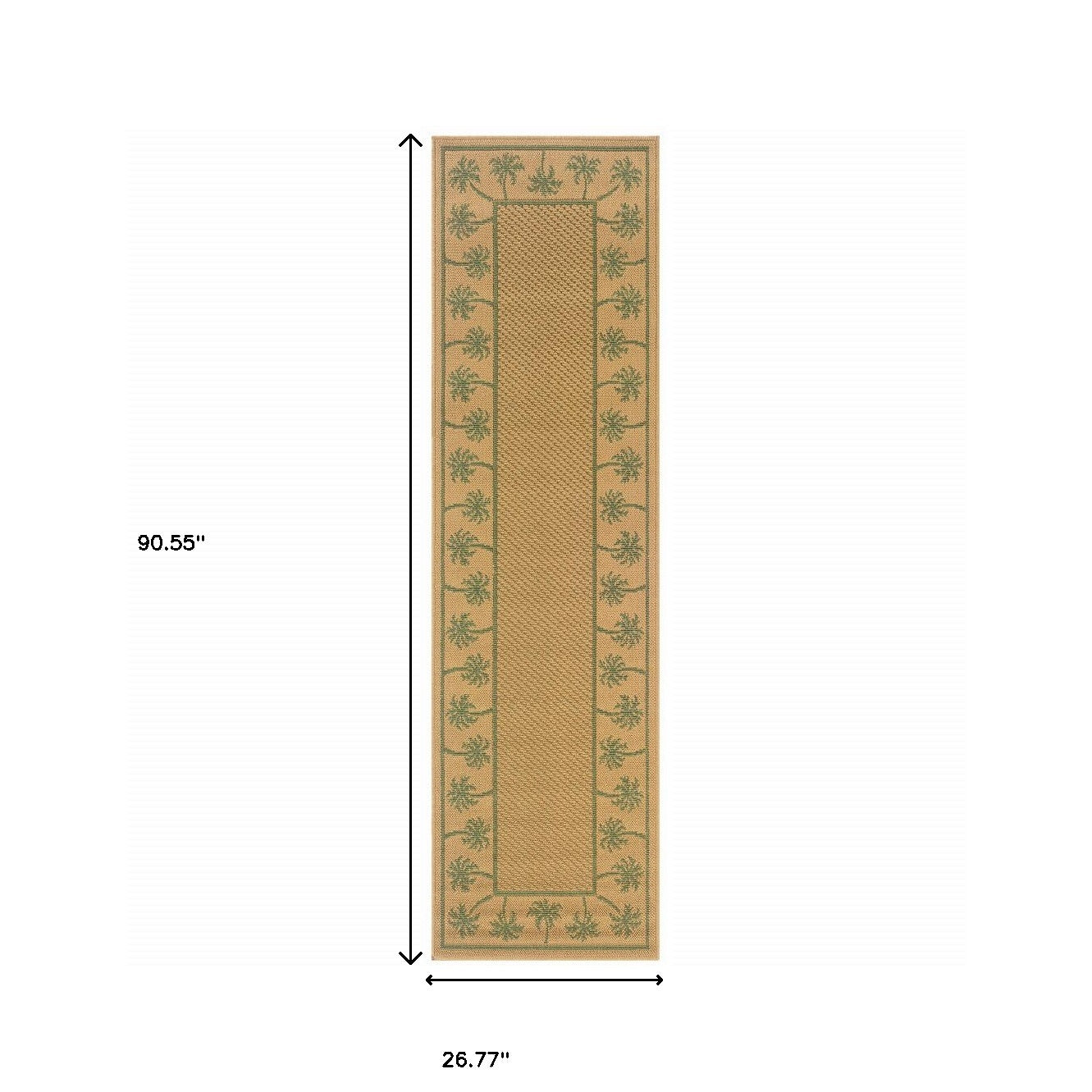 2' X 8' Beige Stain Resistant Indoor Outdoor Area Rug