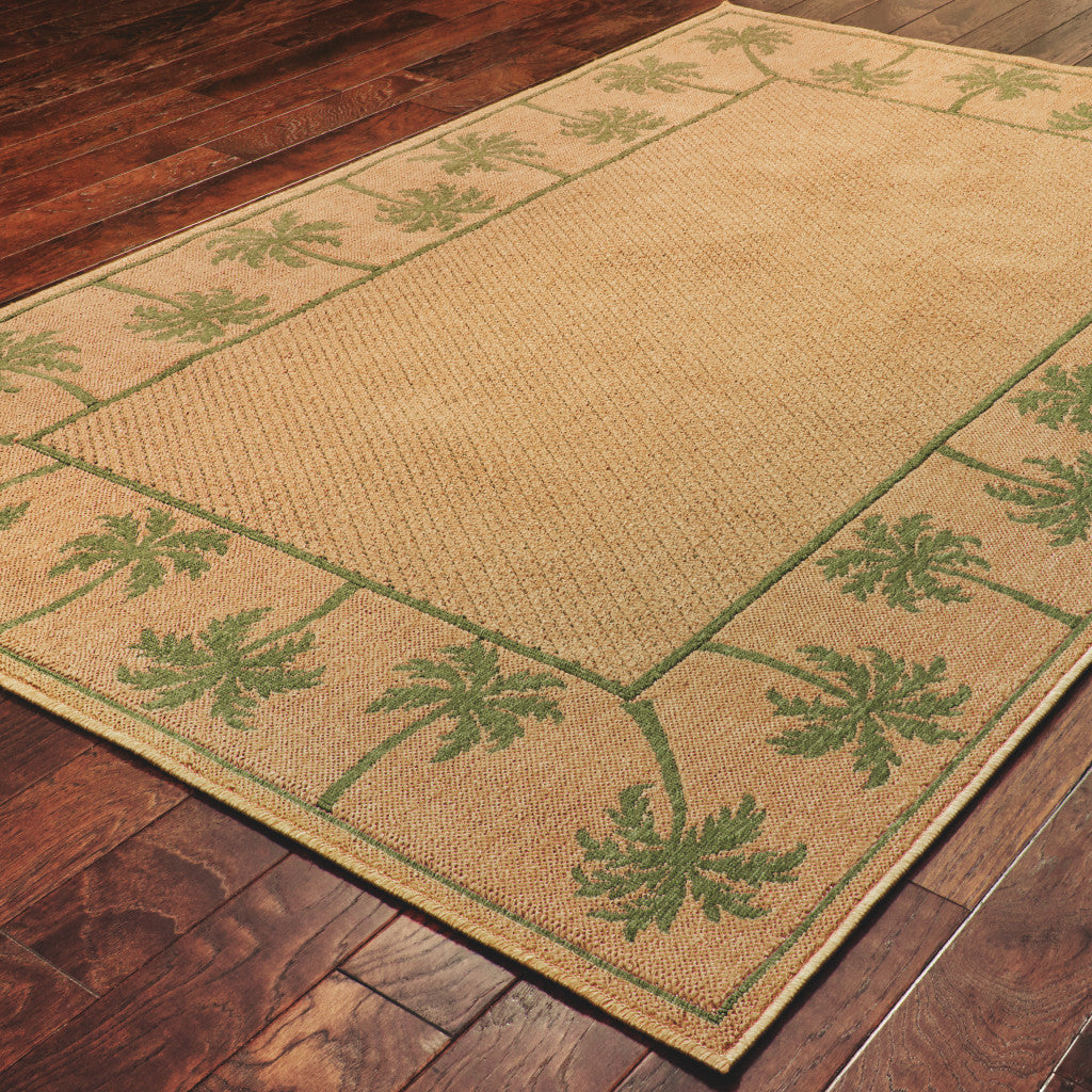 7' x 10' Beige Stain Resistant Indoor Outdoor Area Rug