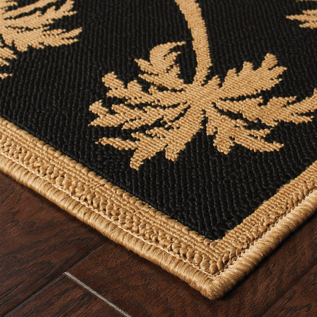 2' X 4' Beige and Black Stain Resistant Indoor Outdoor Area Rug