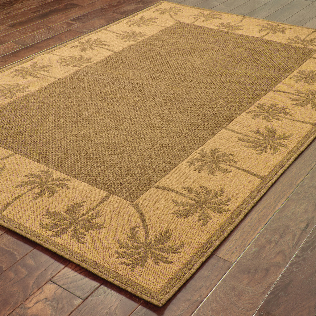 5' x 8' Tan Stain Resistant Indoor Outdoor Area Rug