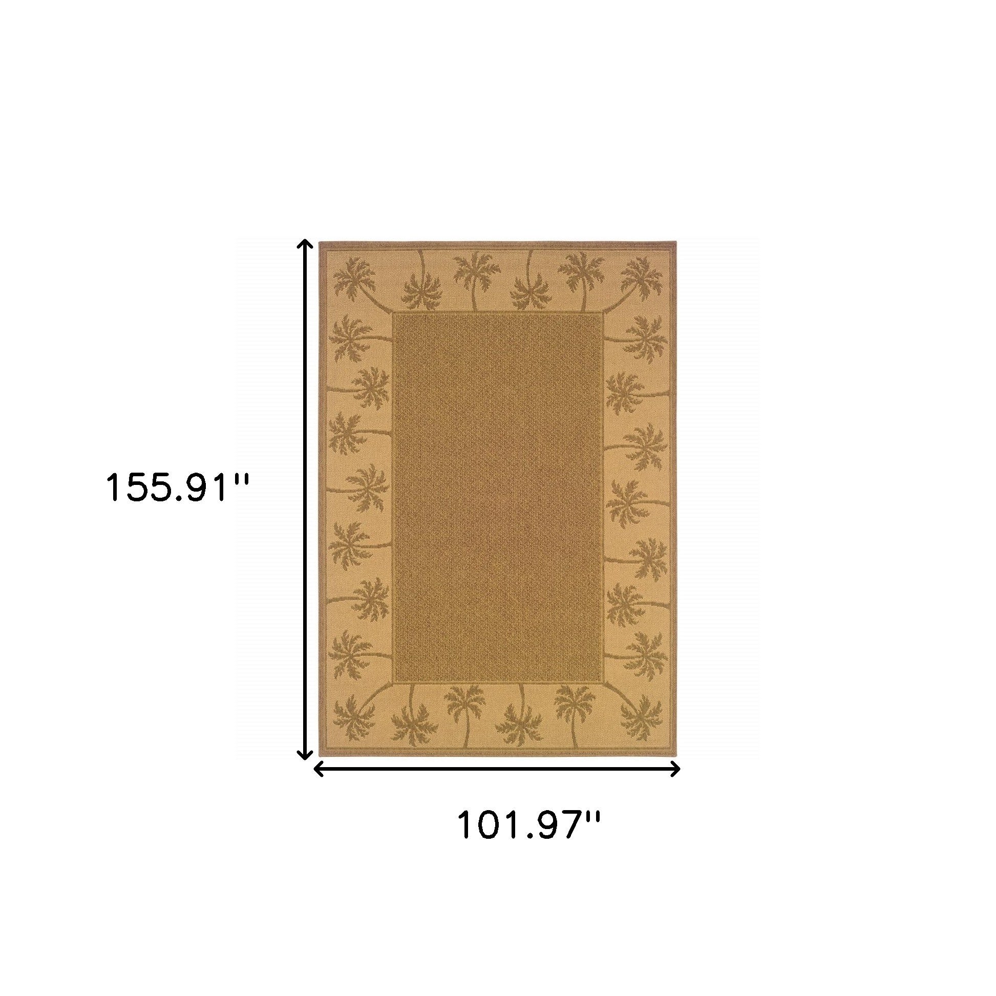 9' X 13' Tan Stain Resistant Indoor Outdoor Area Rug