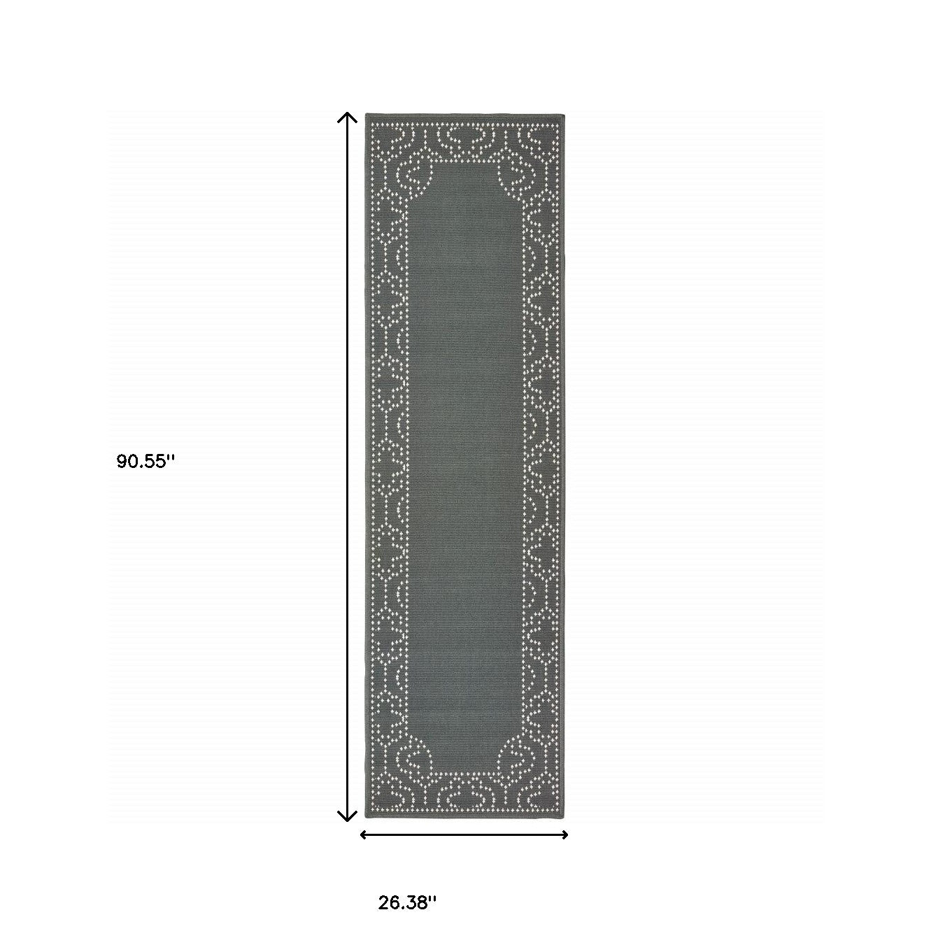 2' X 8' Gray and Ivory Stain Resistant Indoor Outdoor Area Rug