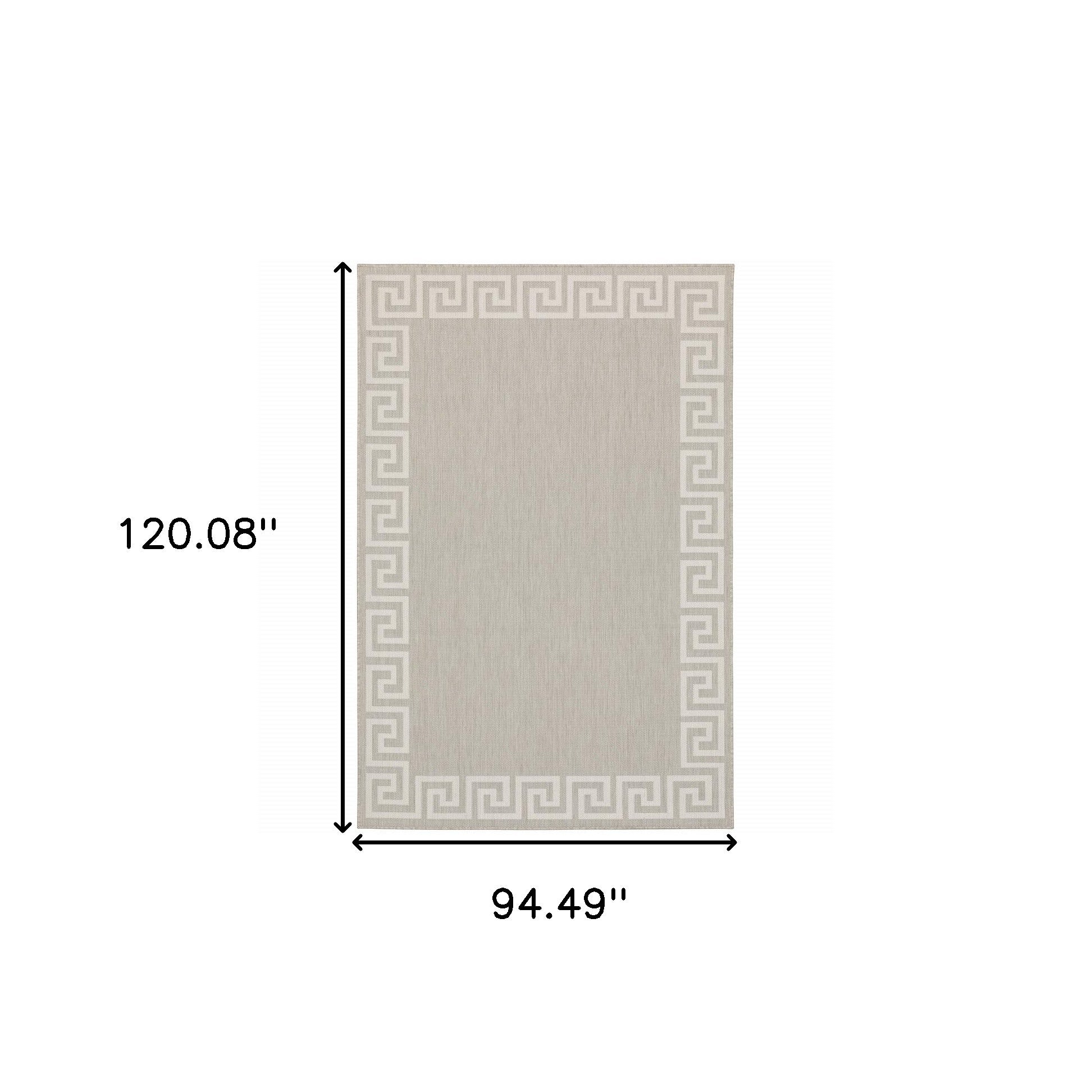 8' x 10' Gray and Ivory Stain Resistant Indoor Outdoor Area Rug