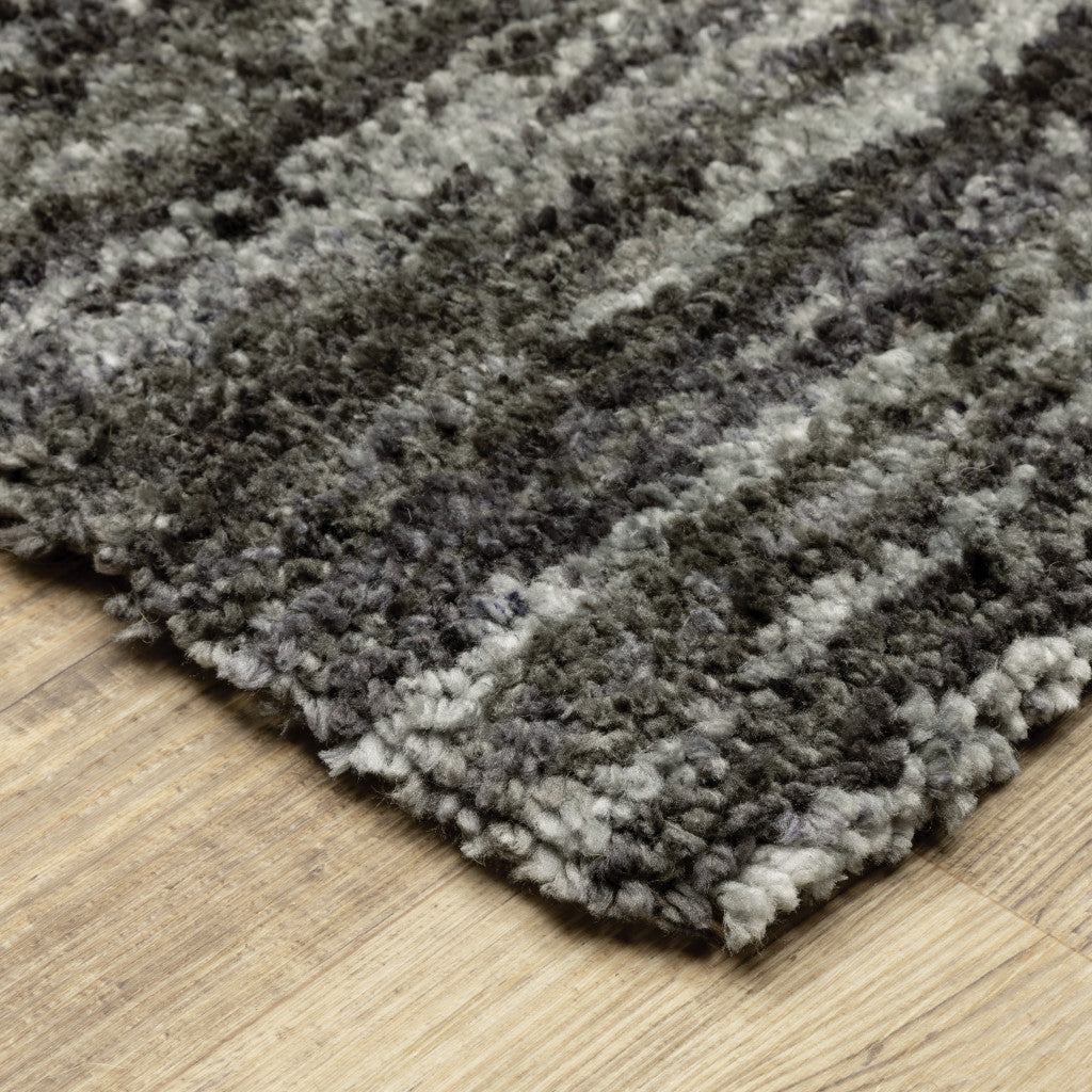 10' X 13' Charcoal Shag Power Loom Stain Resistant Area Rug