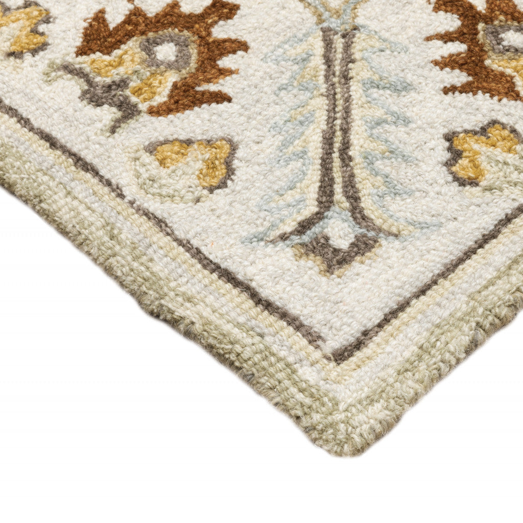 10' X 13' Ivory Beige Gold And Muted Grey Oriental Tufted Handmade Stain Resistant Area Rug