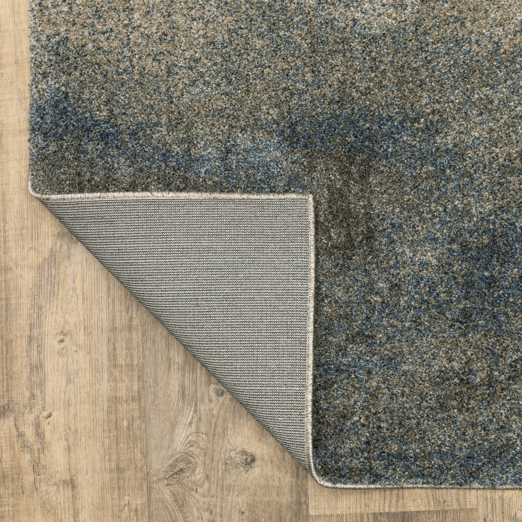 10' X 13' Grey And Teal Blue Abstract Power Loom Stain Resistant Area Rug