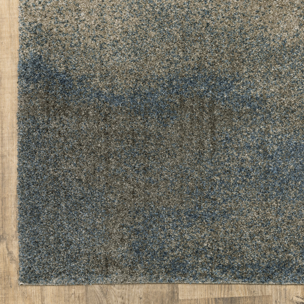 10' X 13' Grey And Teal Blue Abstract Power Loom Stain Resistant Area Rug