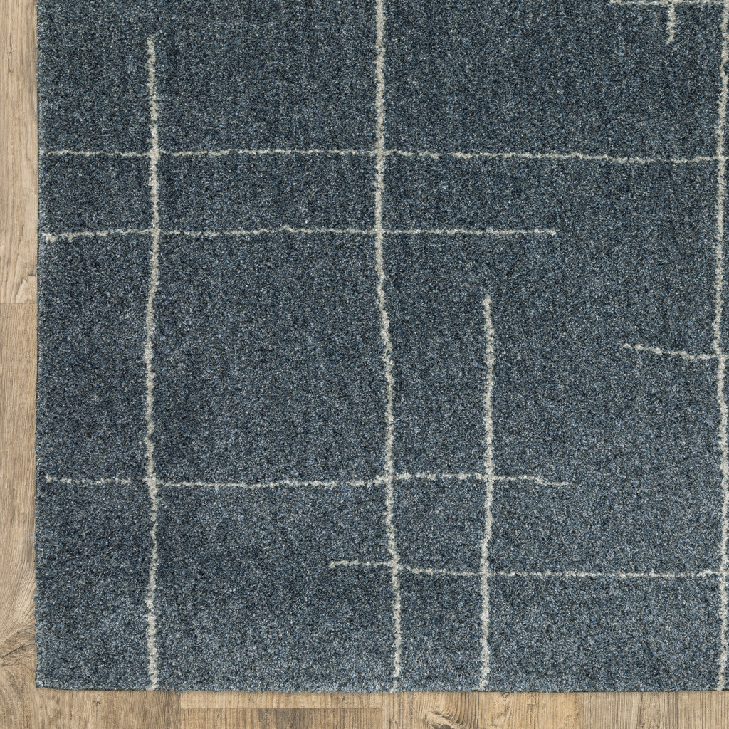 10' X 13' Blue And Grey Geometric Power Loom Stain Resistant Area Rug