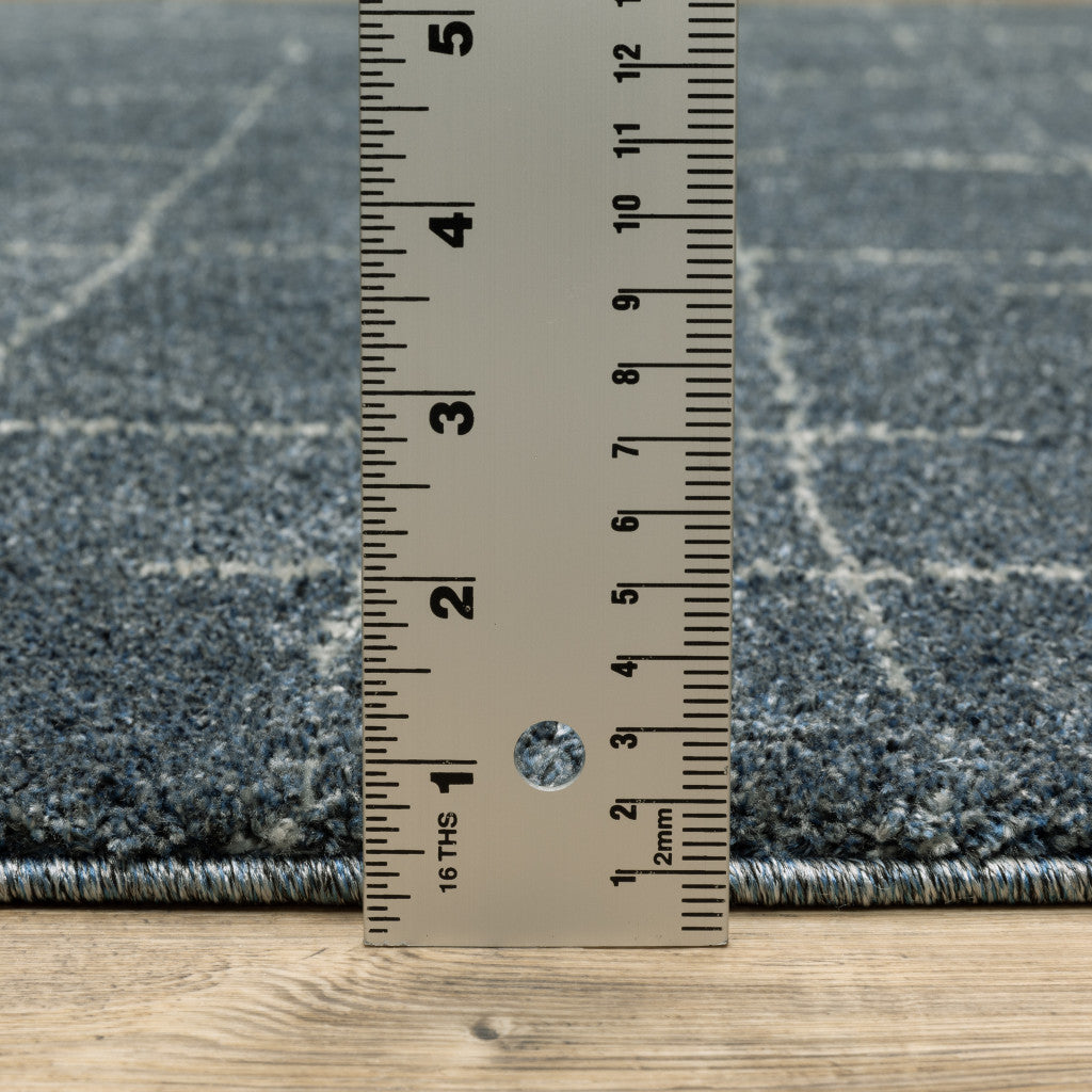 10' X 13' Blue And Grey Geometric Power Loom Stain Resistant Area Rug